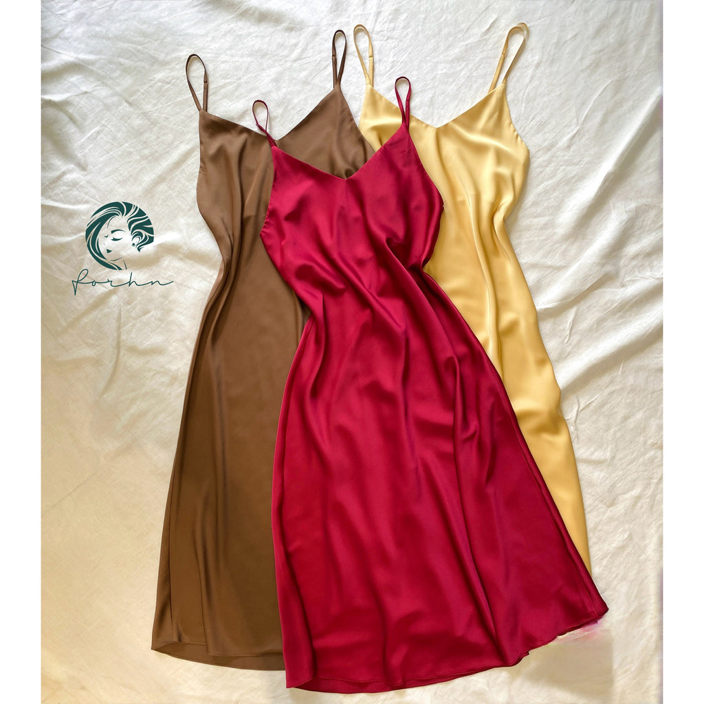 Melanie Silky Satin Maxi Slip Dress, Women Summer Cami Dress, Bridesmaid Outfit