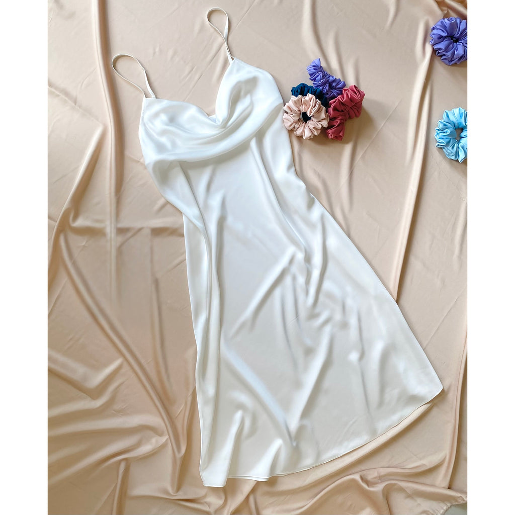 DRDO2 Cowl Neck Silky Dress, Bridesmaid Dress