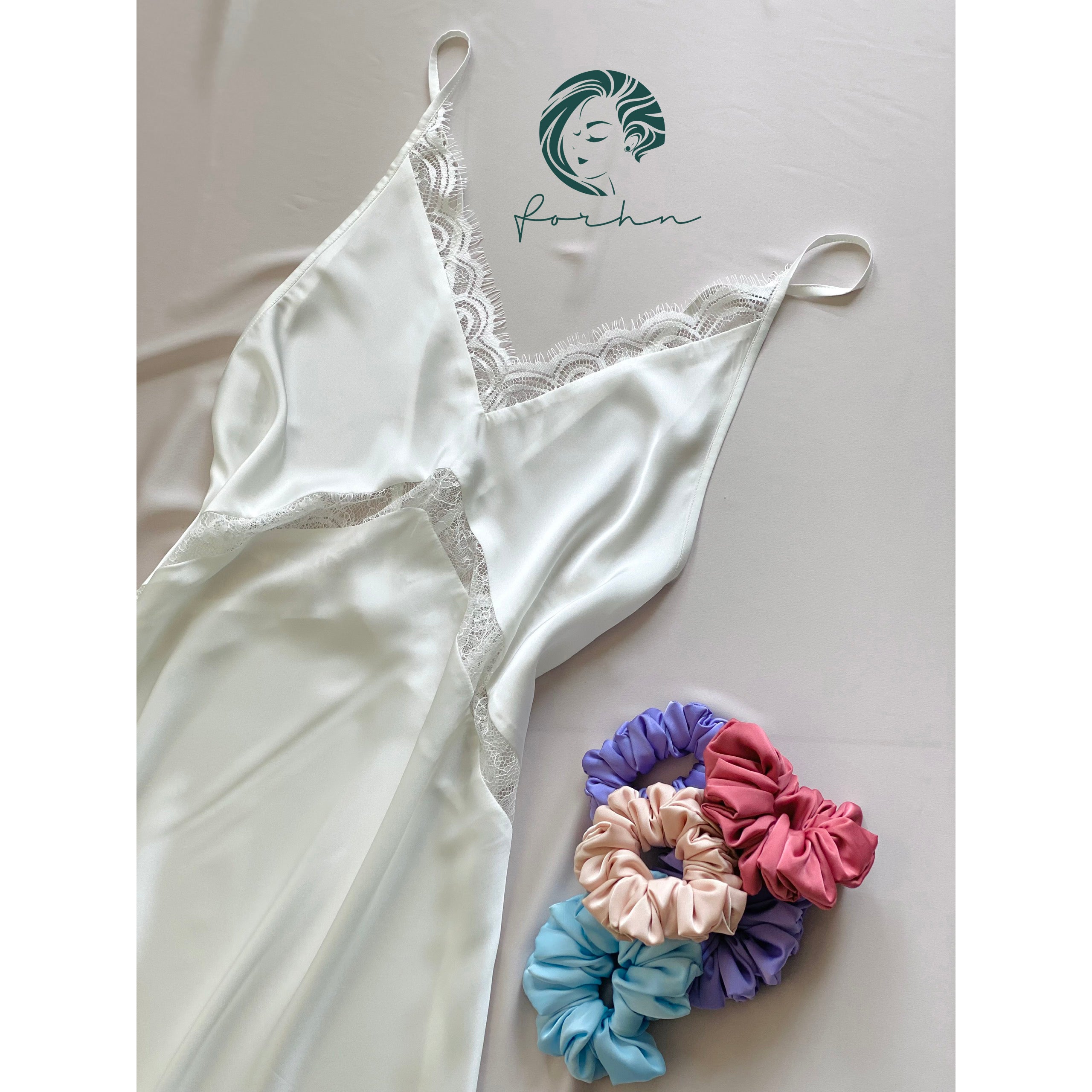 Nicky Backless Satin Lace Slip Dress, Open Back Nightgown, Romantic Sleepwear