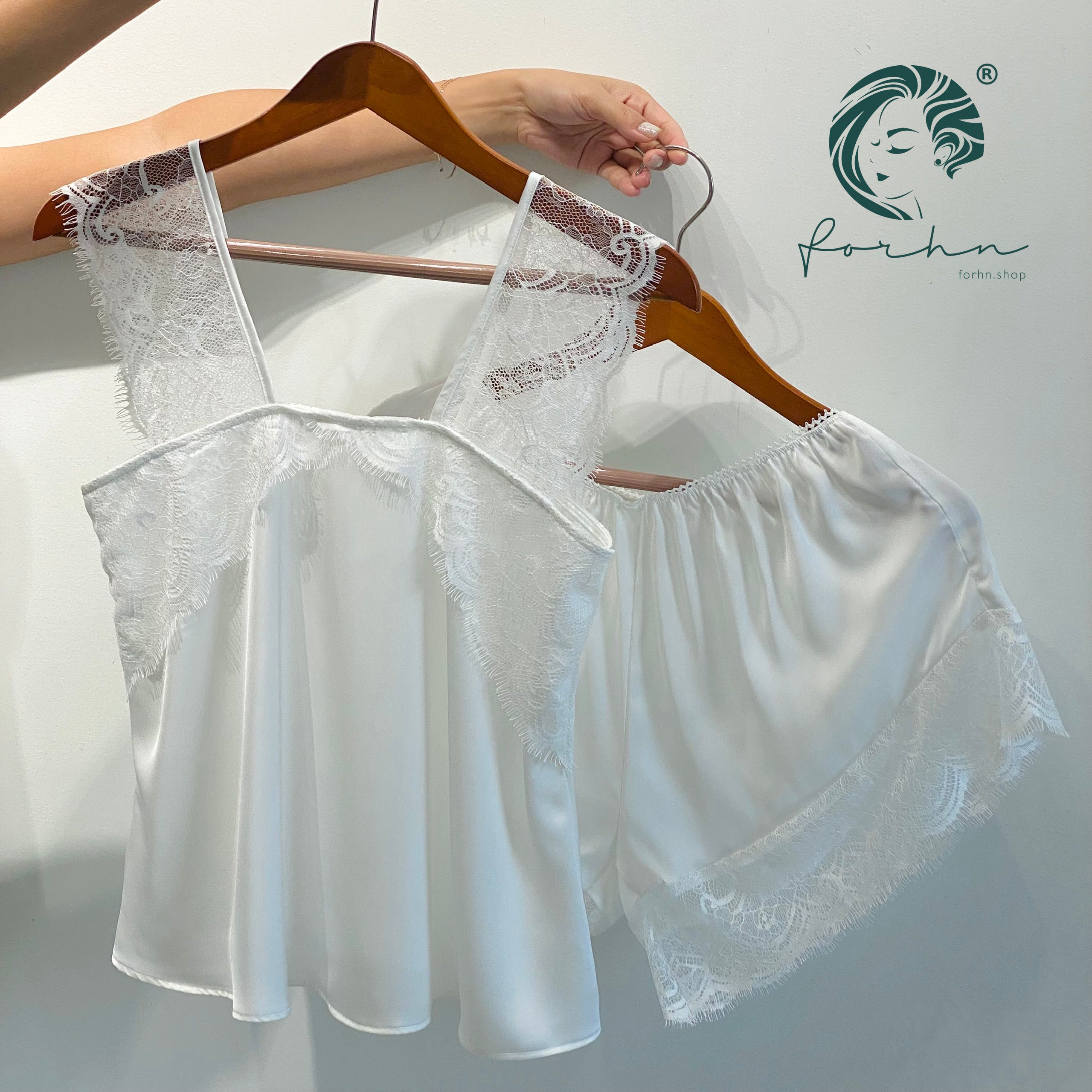Satin Lace Cami And Shorts Set Cute Loungewear Pajama KRISTAL