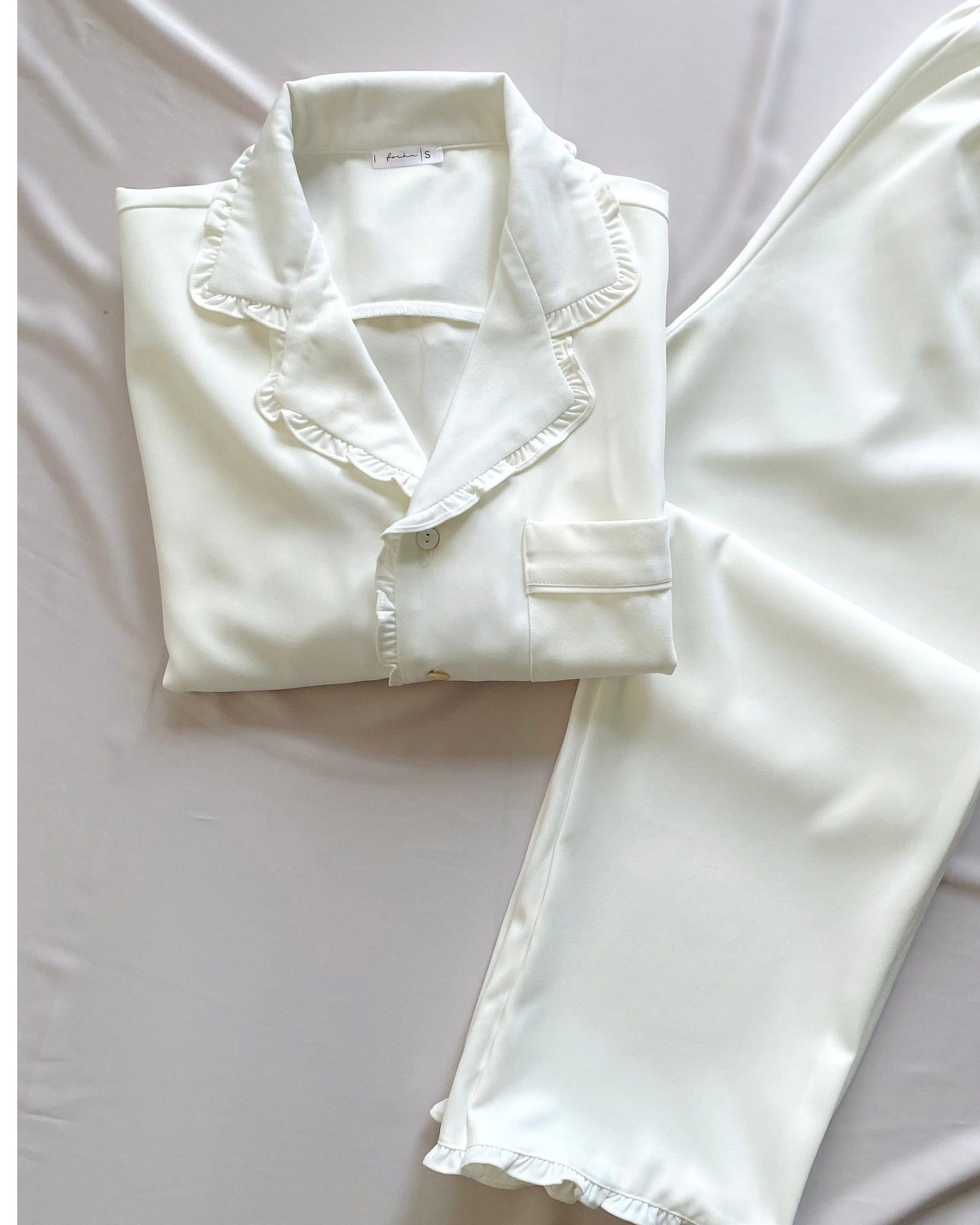 Cotton Pajama Set Long Sleeve Ruffle Women's Loungewear Gift for Her or Mom JULI PJ