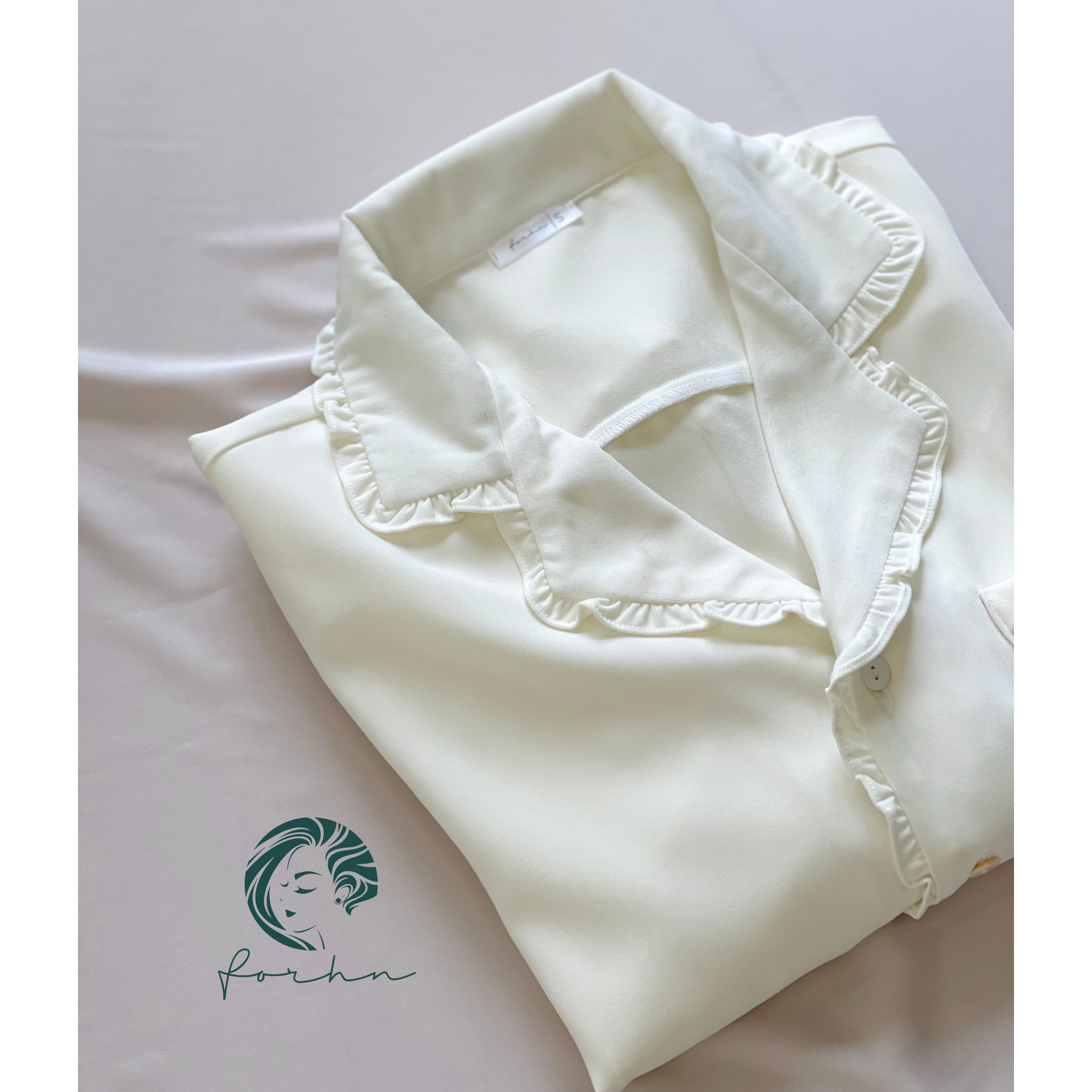 Cotton Pajama Set Long Sleeve Ruffle Women's Loungewear Gift for Her or Mom JULI PJ