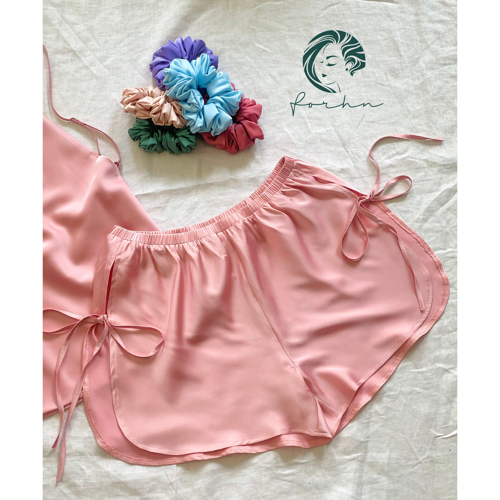 Mia Satin Lounge Set | Backless Cami & Shorts