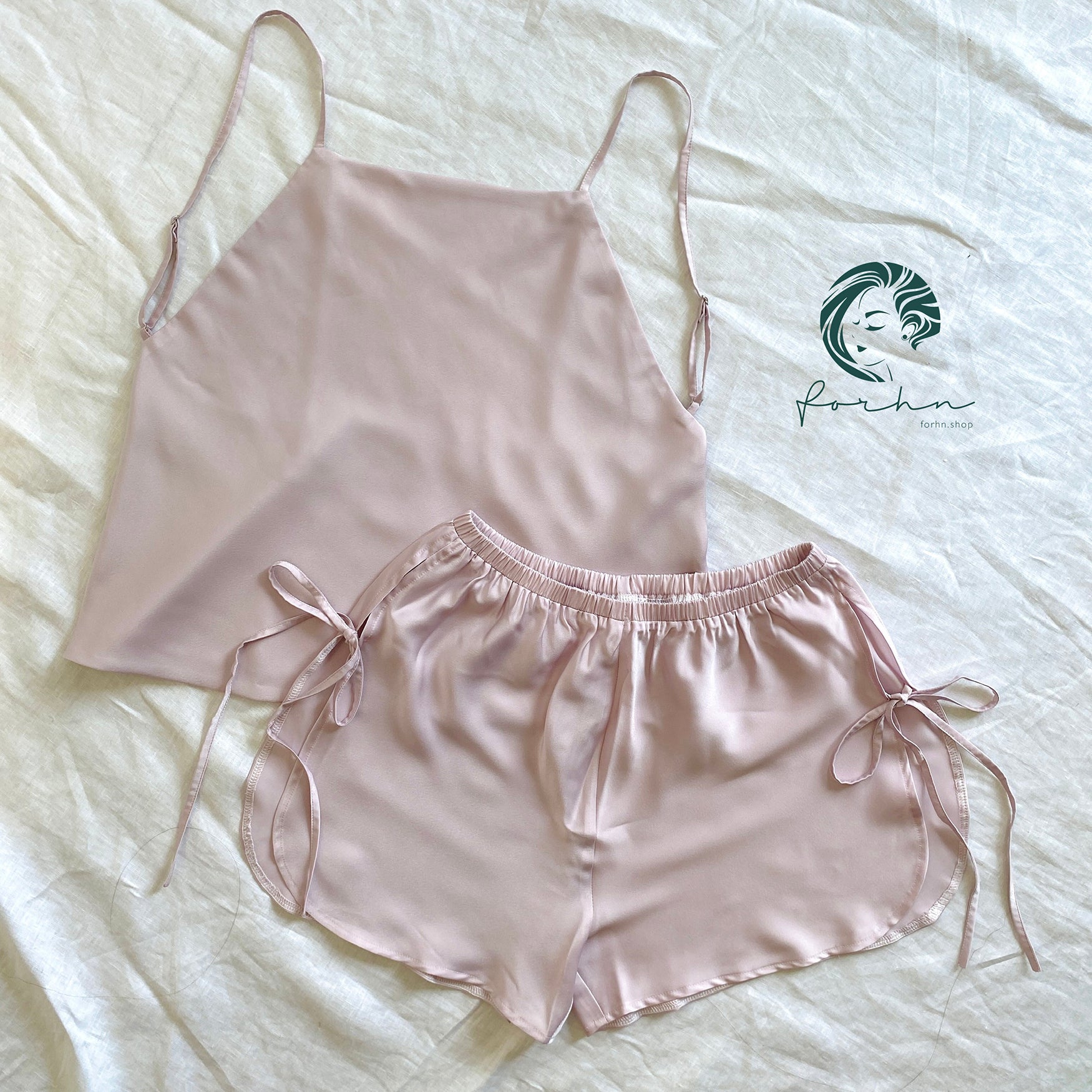 Mia Satin Lounge Set | Backless Cami & Shorts