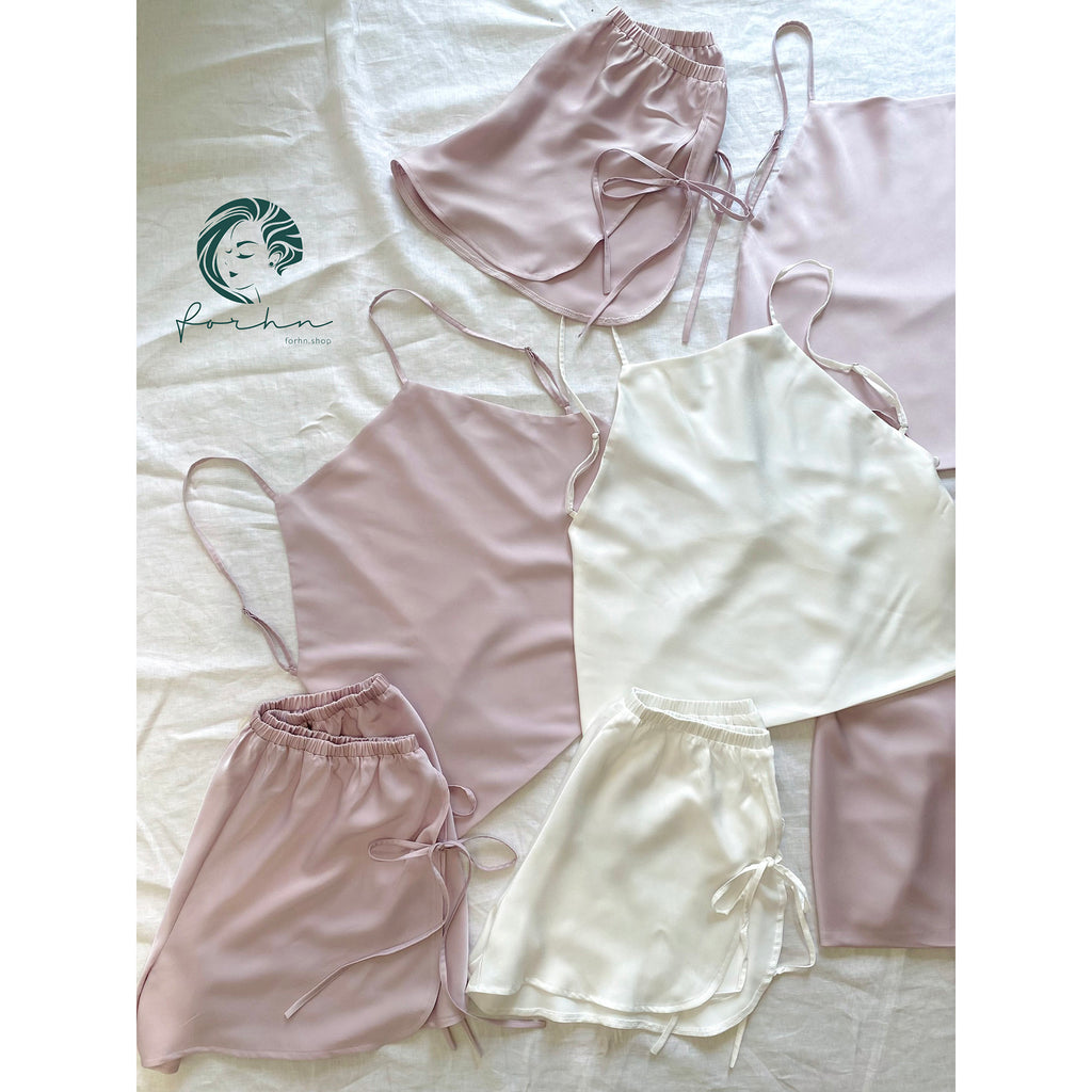 Mia Satin Lounge Set | Backless Cami & Shorts