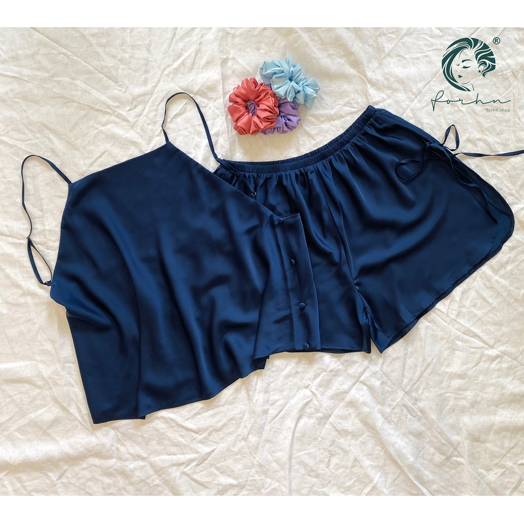 Mia Satin Lounge Set | Backless Cami & Shorts