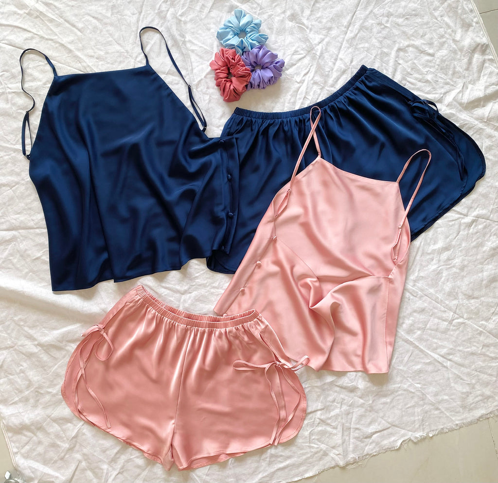 Mia Satin Lounge Set | Backless Cami & Shorts
