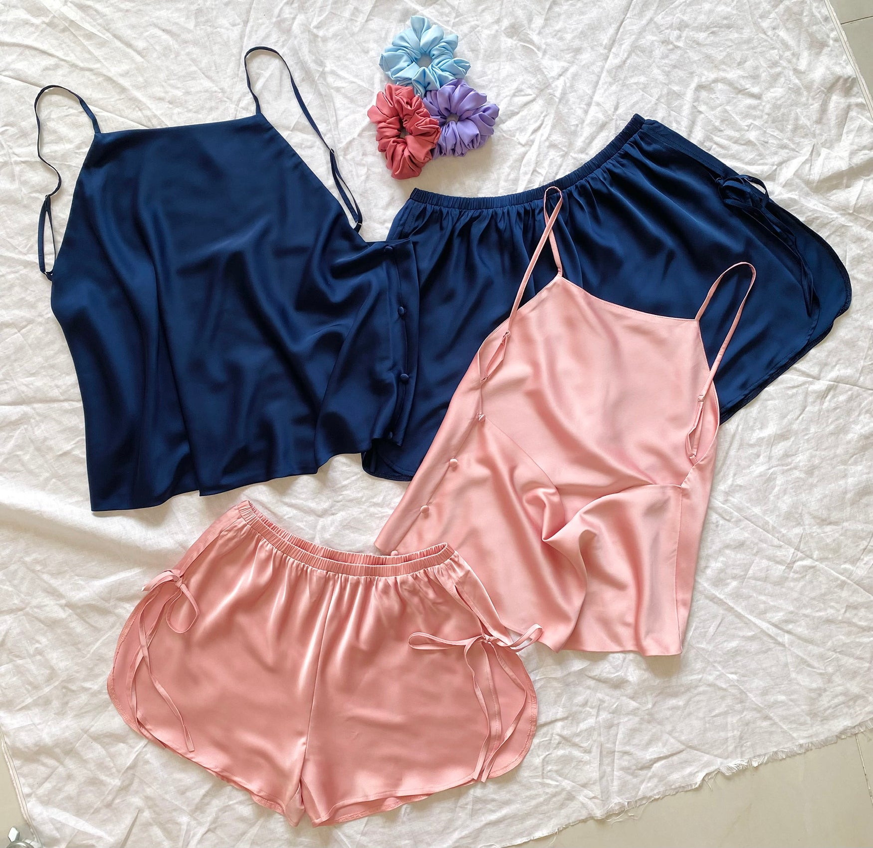 Mia Satin Lounge Set | Backless Cami & Shorts