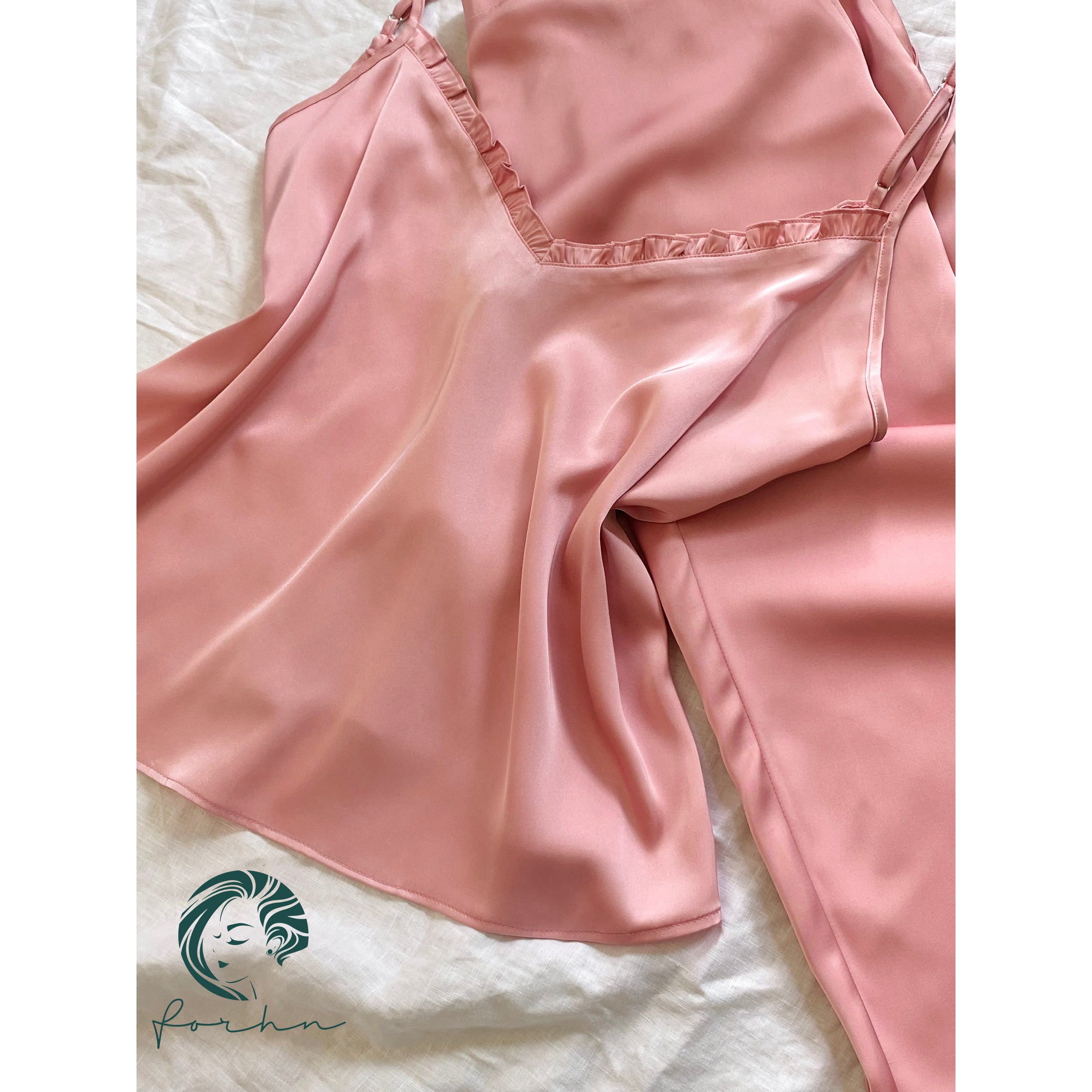 Satin Cami Long Pants Set Women, Bridal Sleepwear, Loungewear Pajama Set MixJulie