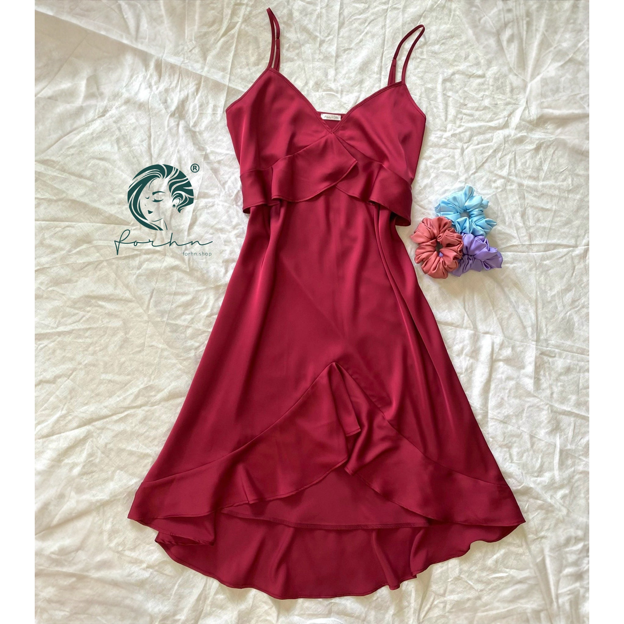 LAVELA Silky Fishtail Slip Dress, Women’s Midi Sleepwear