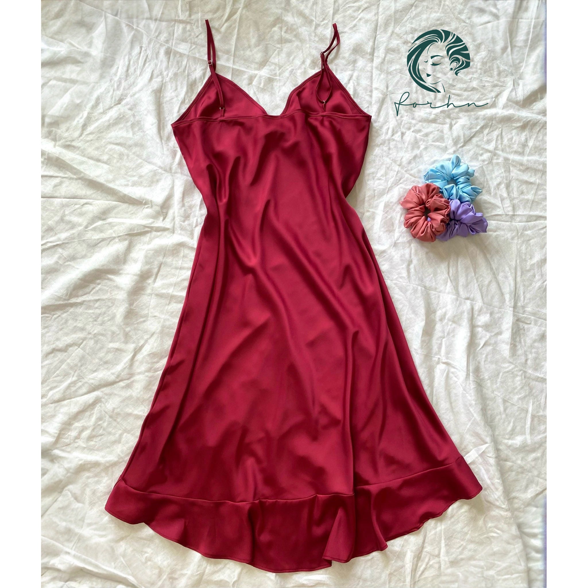 LAVELA Silky Fishtail Slip Dress, Women’s Midi Sleepwear