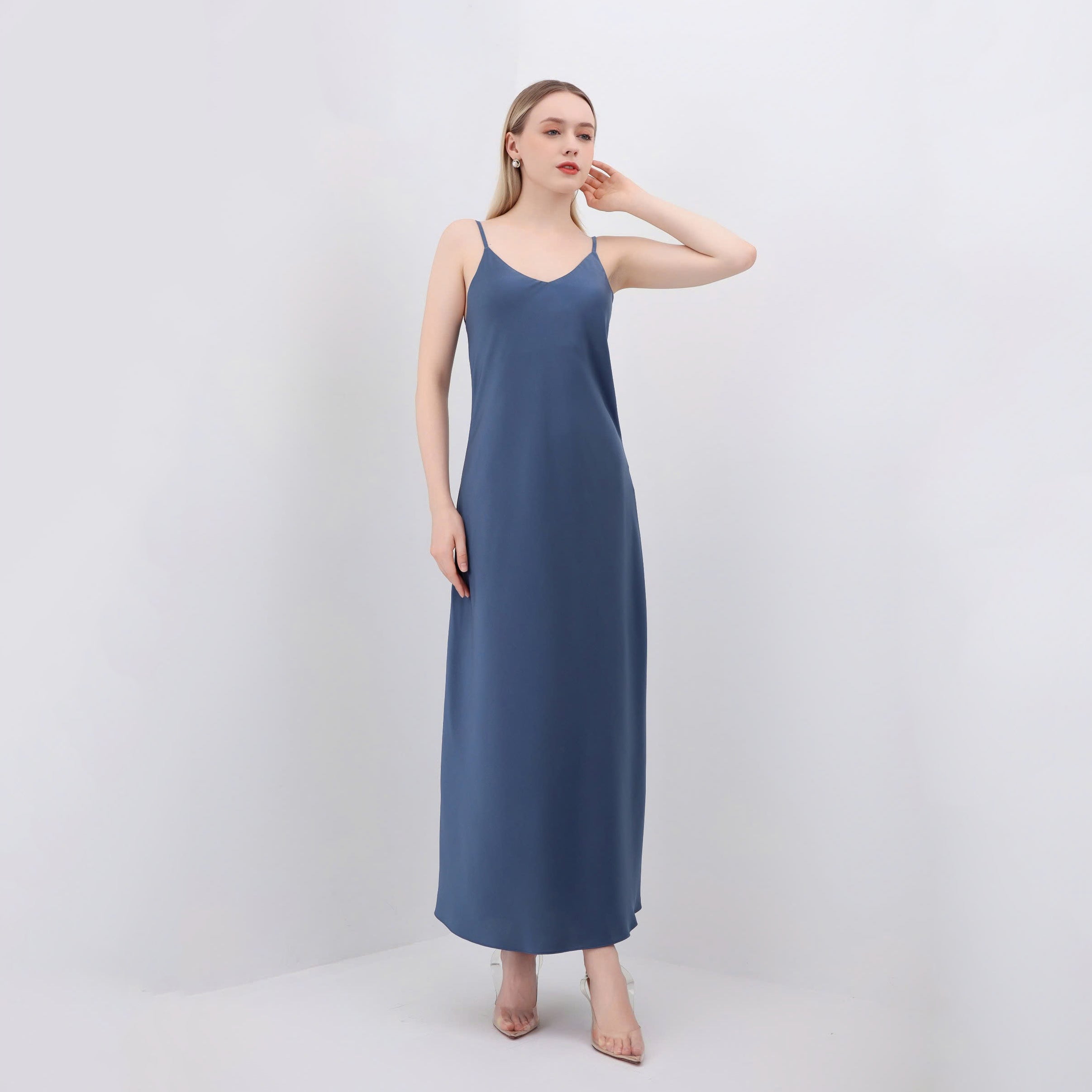 Melanie Silky Satin Maxi Slip Dress, Women Summer Cami Dress, Bridesmaid Outfit