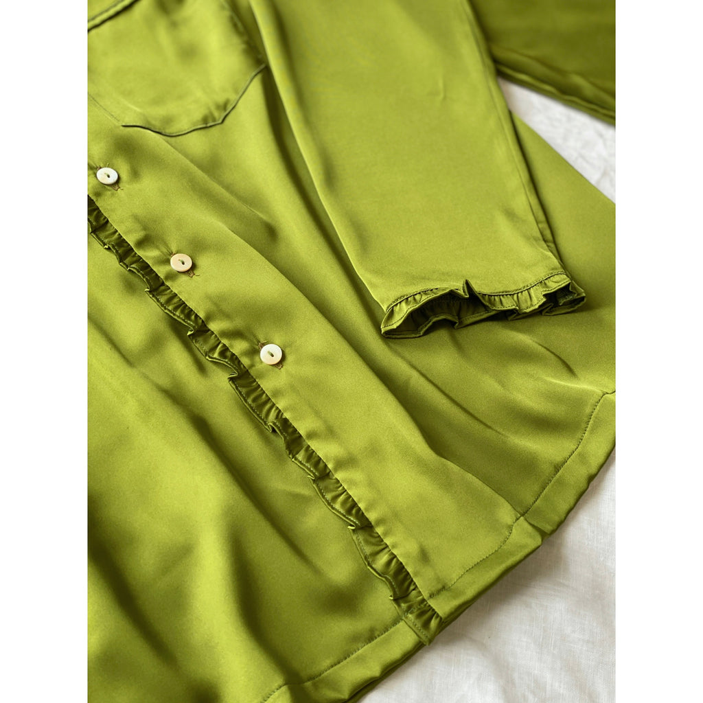 Long Sleeve Satin Pajama Set Women's Silky Sleepwear, Elegant Lounge Set, Juli PJ