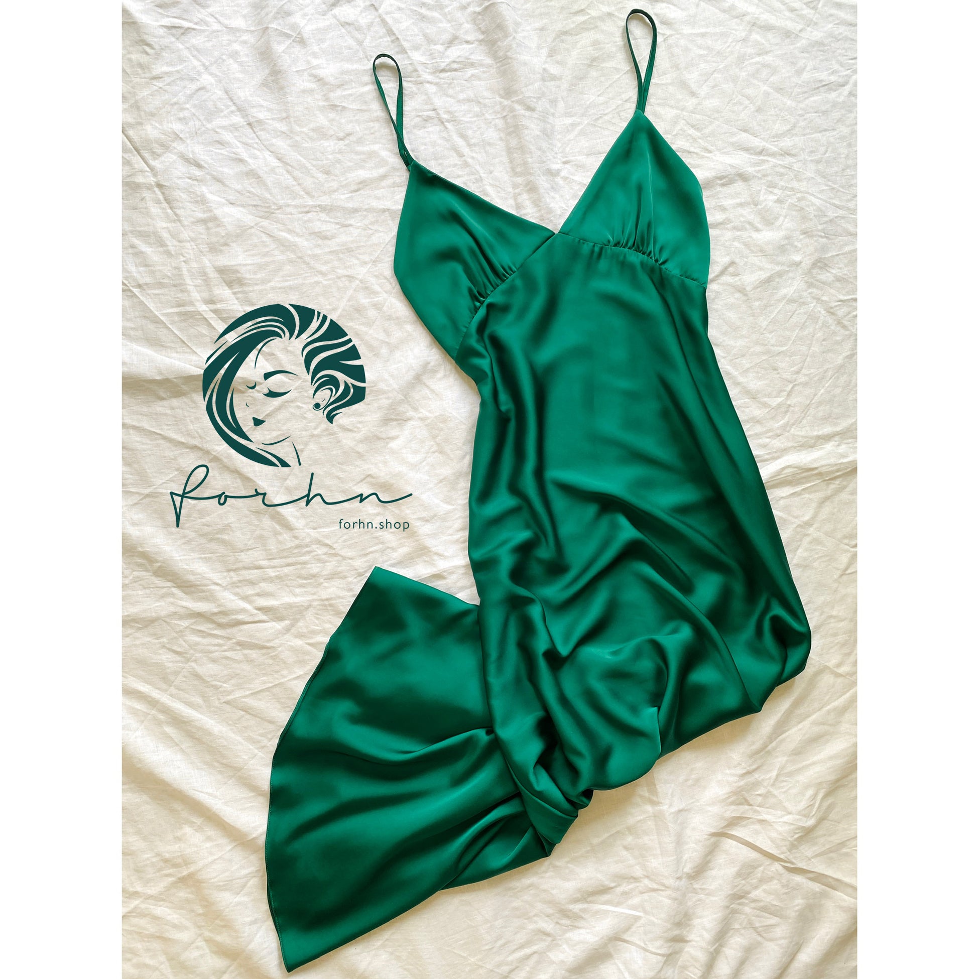 Grass Green Satin Robe| Long Silky Slip Dress Women's Kimono | Gift For Bride & Bridesmaid