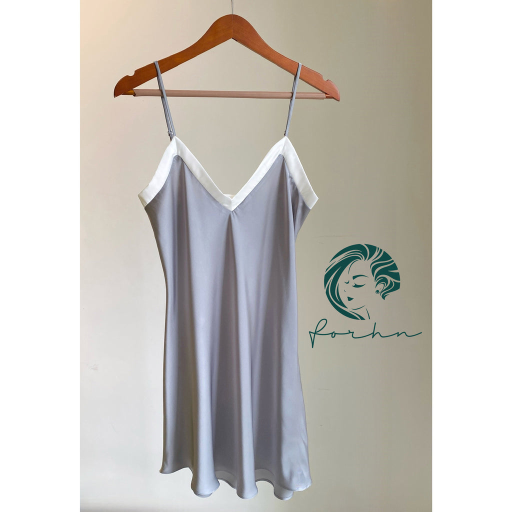 Lydia Silky Slip Nightdress, V-Neck Cami Sleepwear, Satin Nightgown