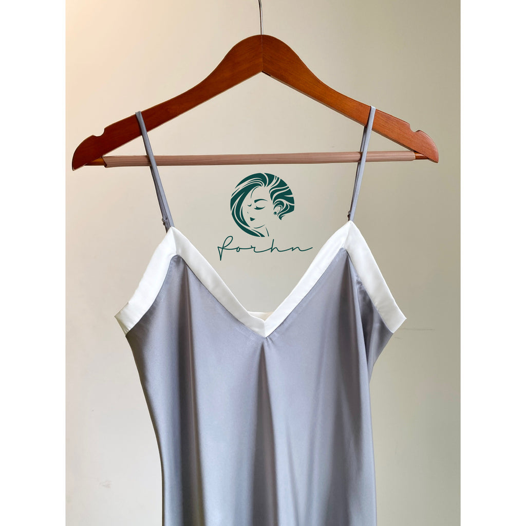 Lydia Silky Slip Nightdress, V-Neck Cami Sleepwear, Satin Nightgown