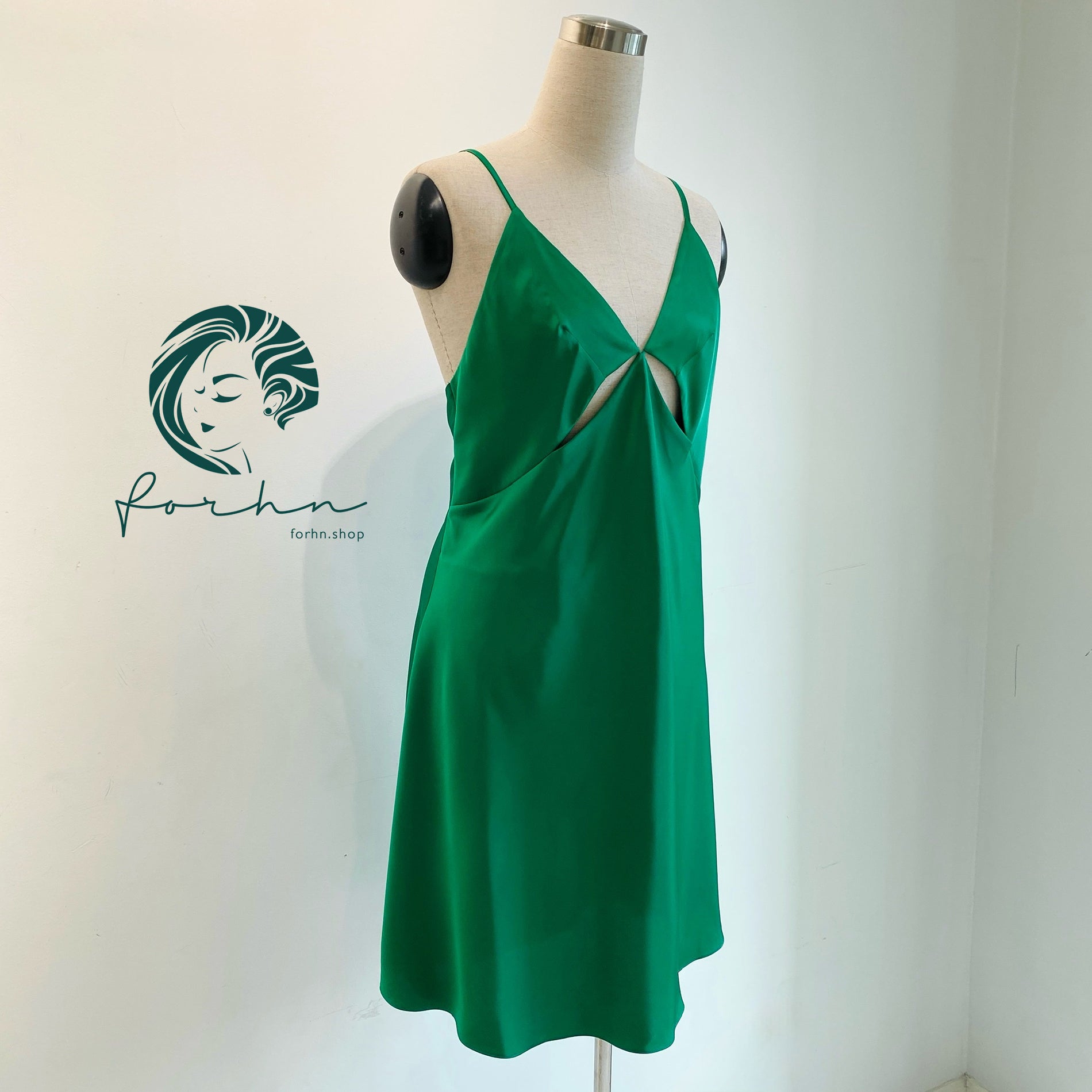 Black Satin Cut Out Nightgown Backless Slip Dress Sexy Women's Sleepwear TINY