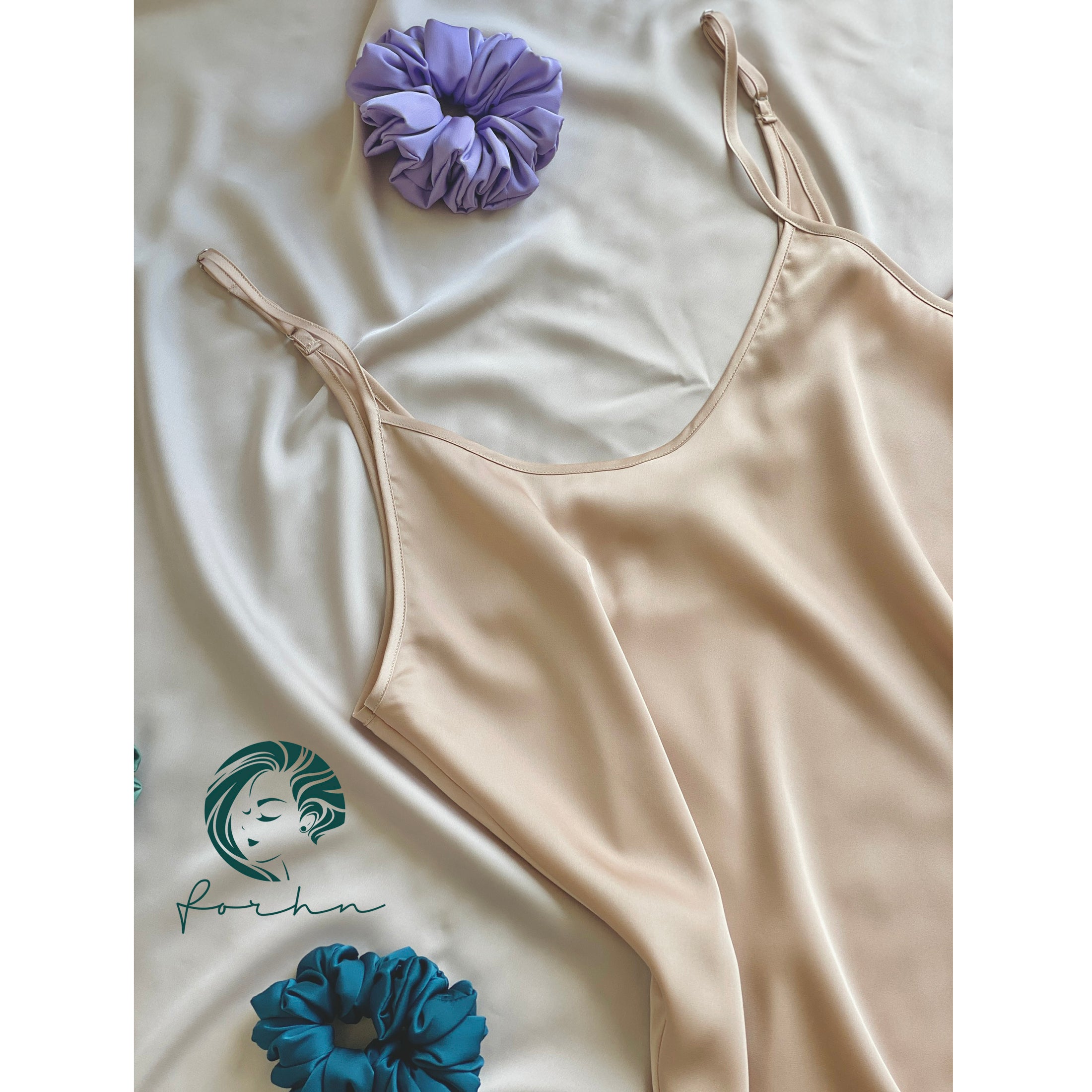 Phoebe Backless Satin Nightgown | Satin Sleep Dress | Minimal Round Neck Dress