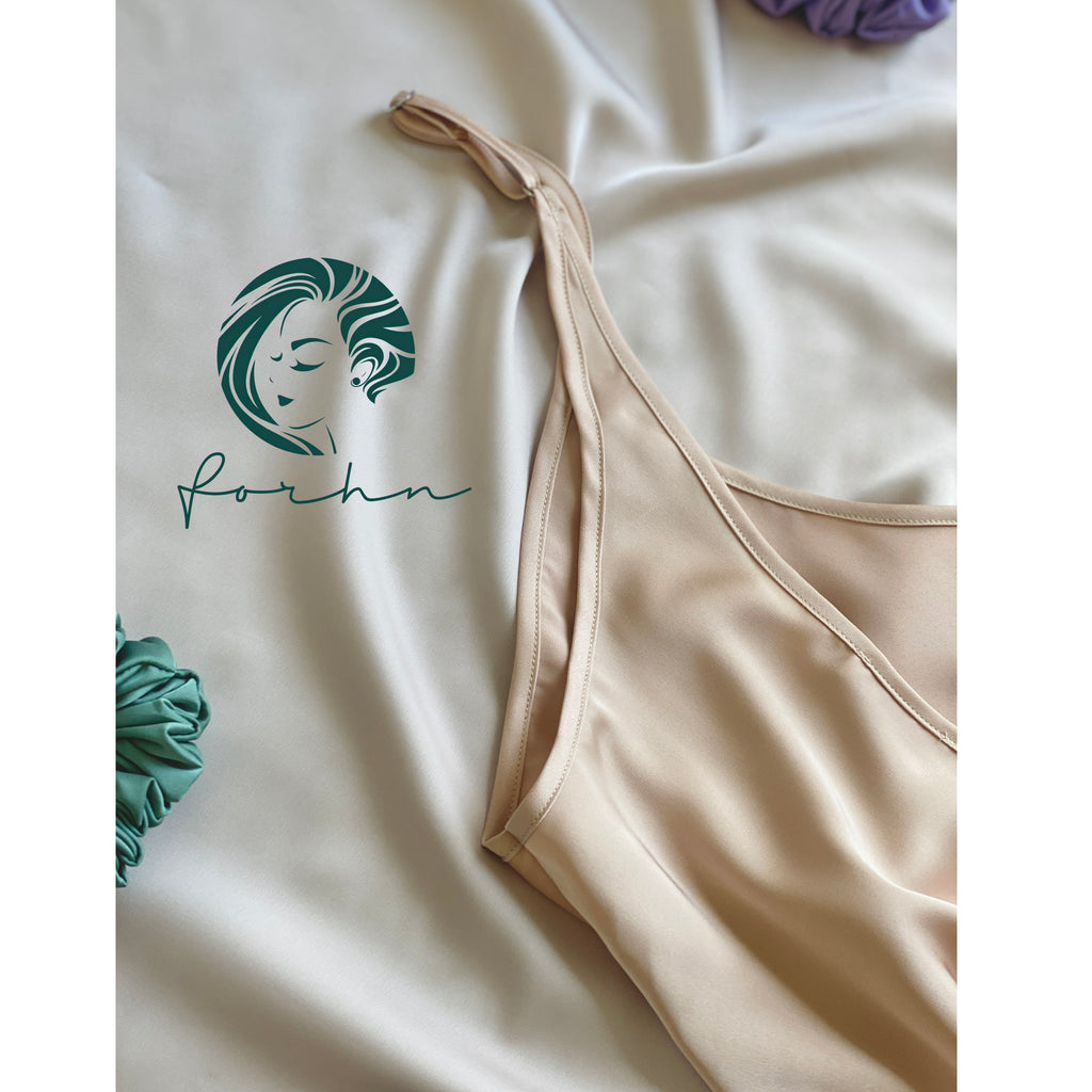 Phoebe Backless Satin Nightgown | Satin Sleep Dress | Minimal Round Neck Dress