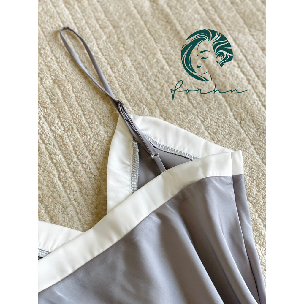 Lydia Silky Slip Nightdress, V-Neck Cami Sleepwear, Satin Nightgown
