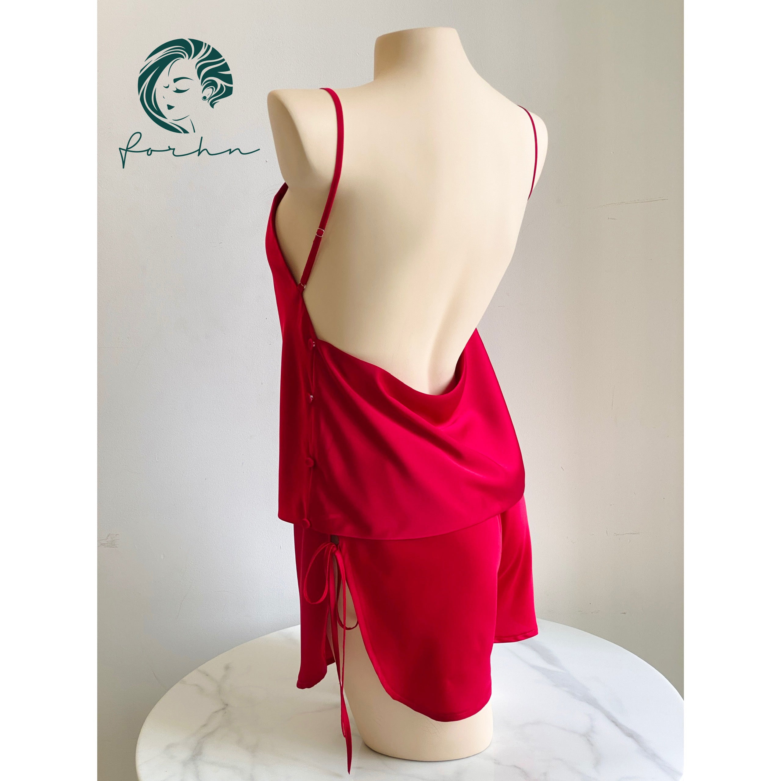 Mia Satin Lounge Set | Backless Cami & Shorts