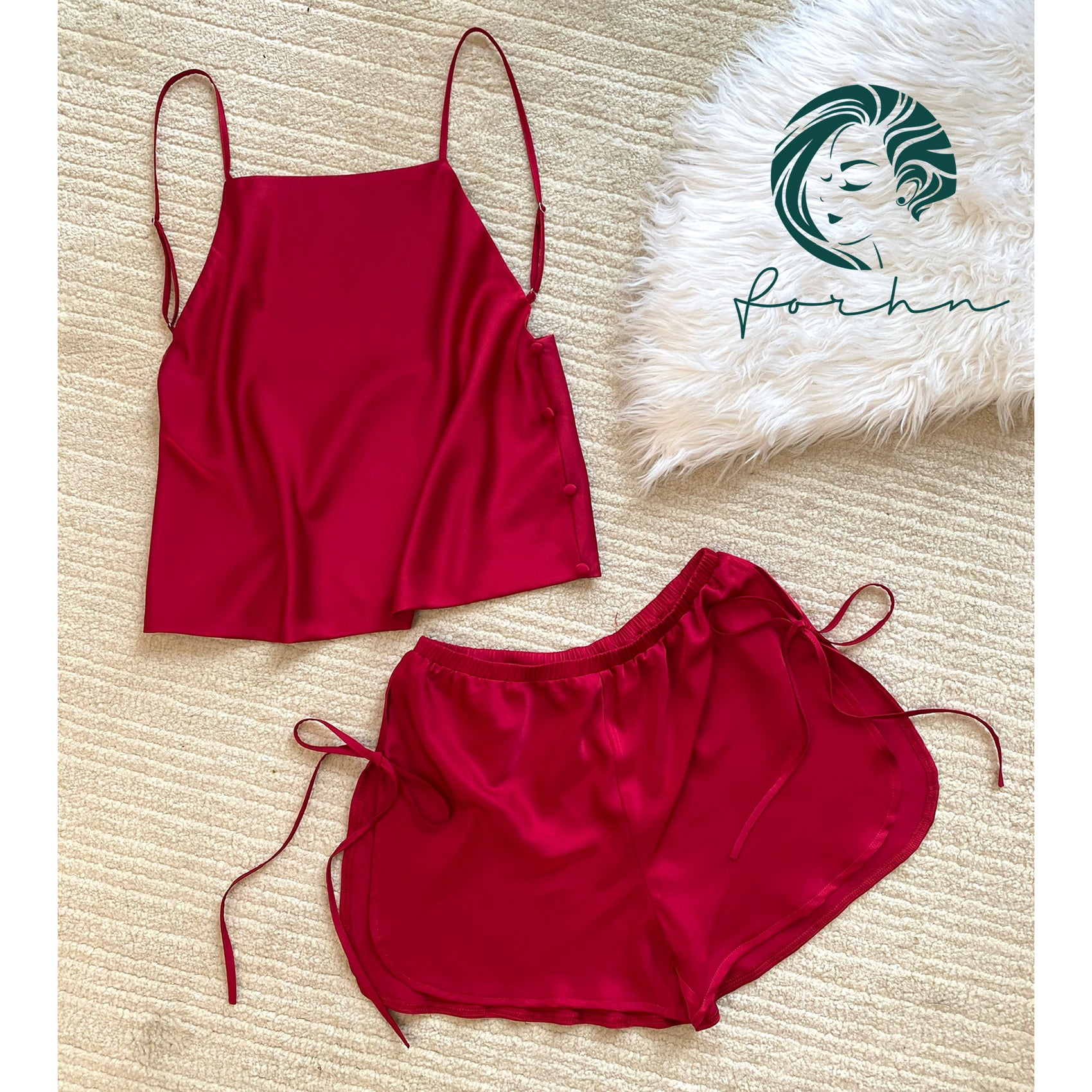 Mia Satin Lounge Set | Backless Cami & Shorts