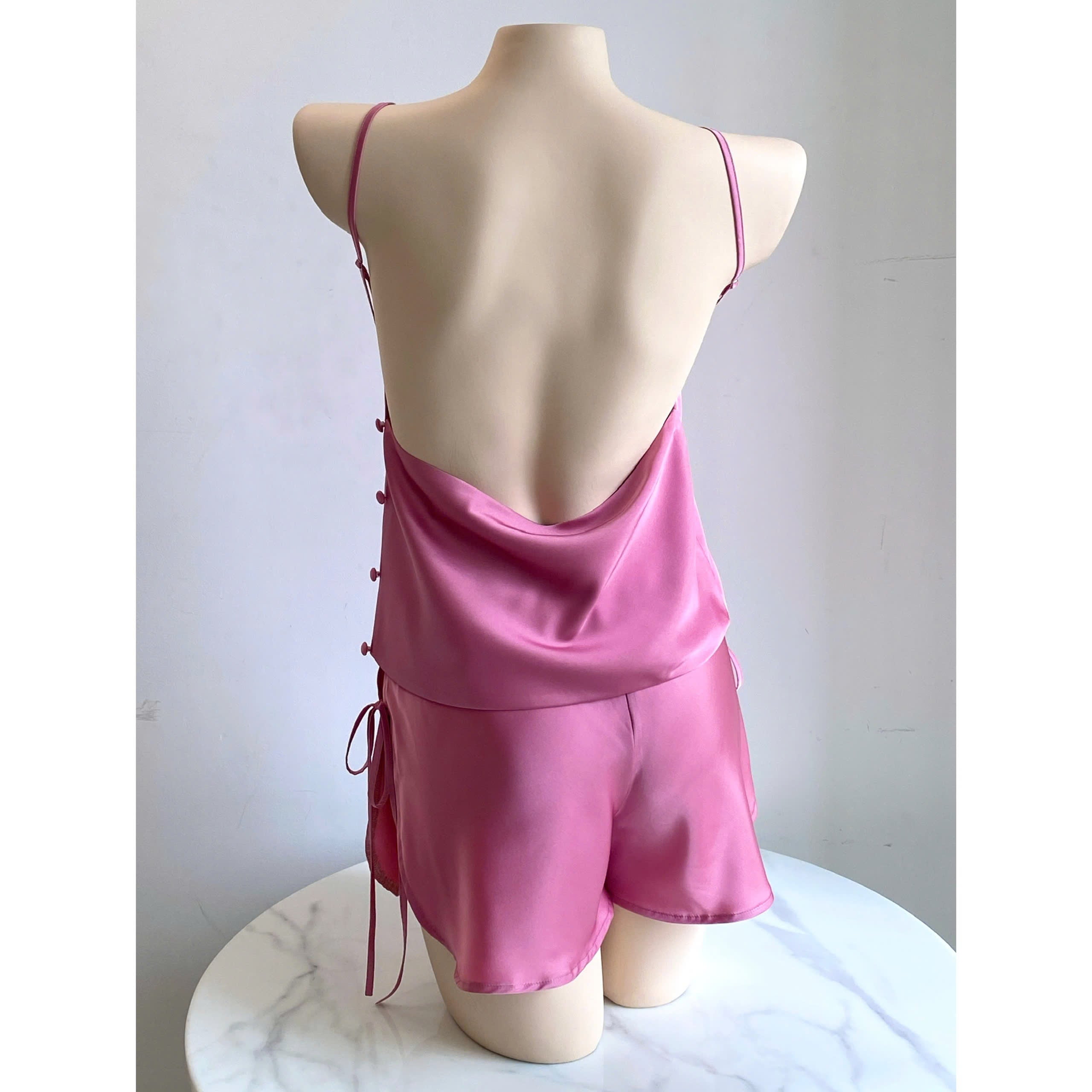 Mia Satin Lounge Set | Backless Cami & Shorts