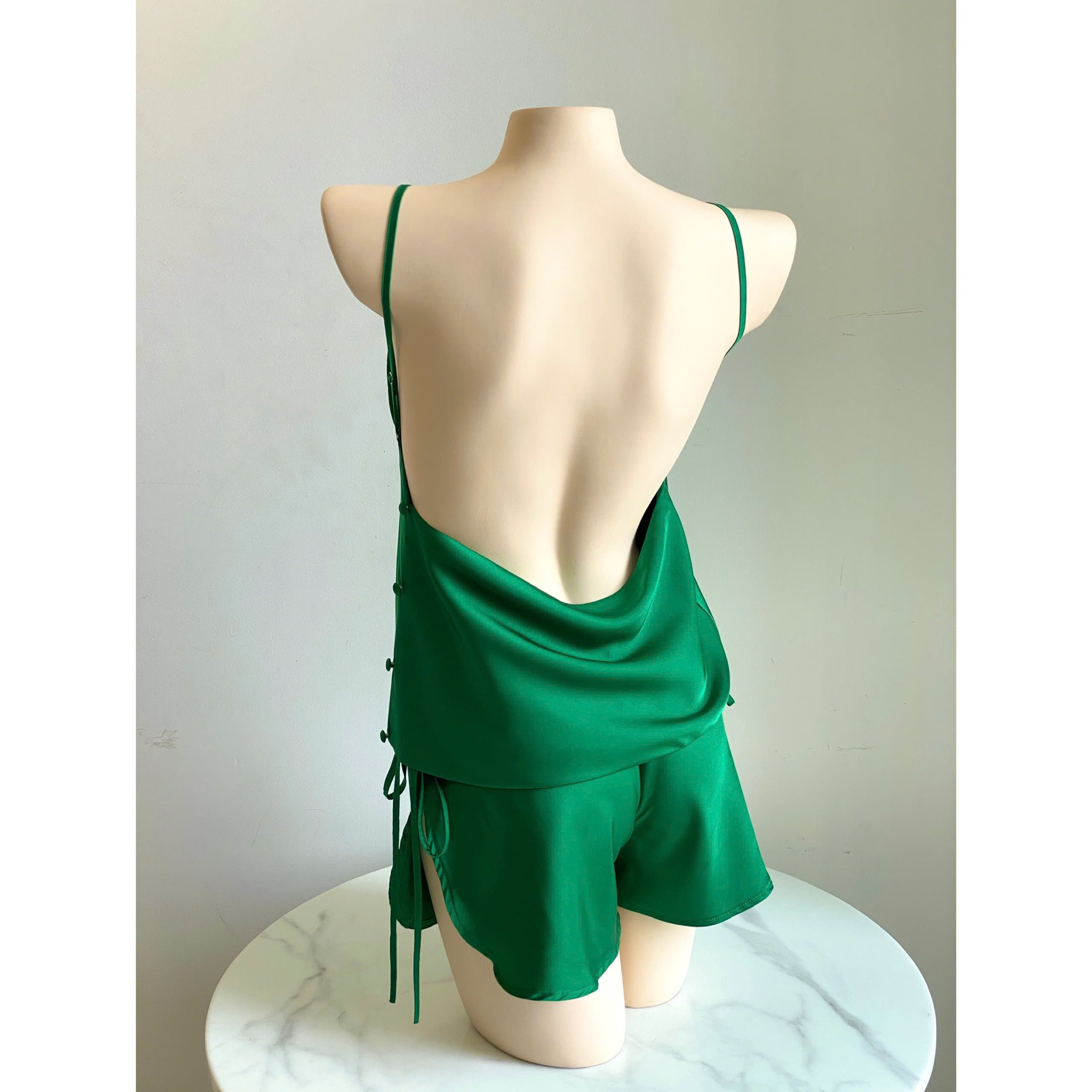 Mia Satin Lounge Set | Backless Cami & Shorts