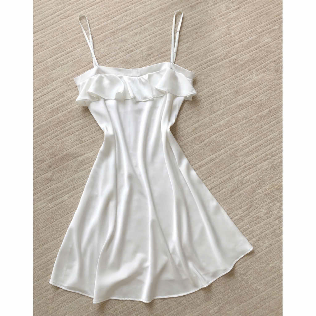 Ruffle Silky Nightdress Bridal Sleepwear, Bridesmaid Gift, JOSSIE Satin Slip Dress