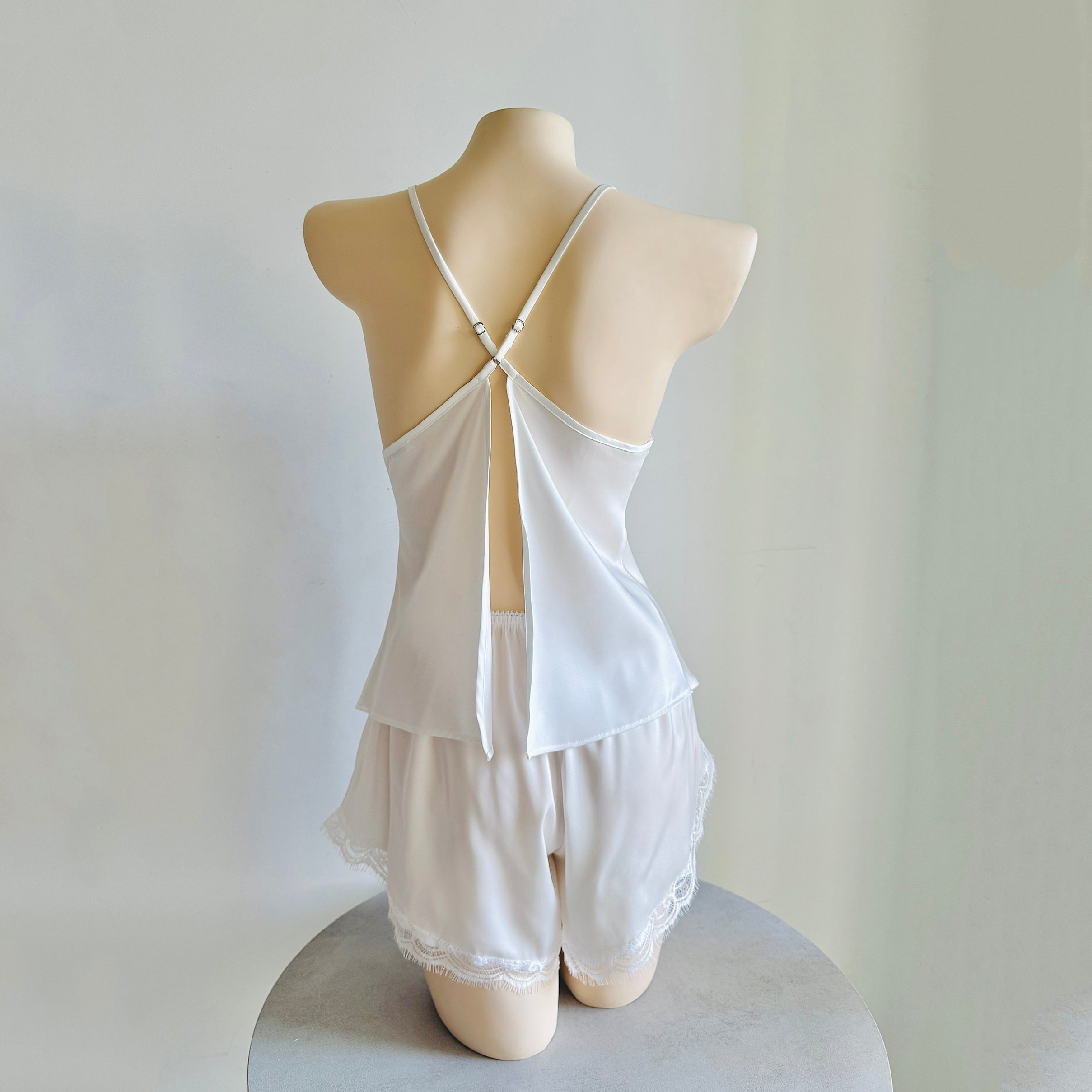 Satin Lace Cami & Shorts Set Summer Pajama Bridal Sleepwear Honeymoon Outfit LAYLISSET