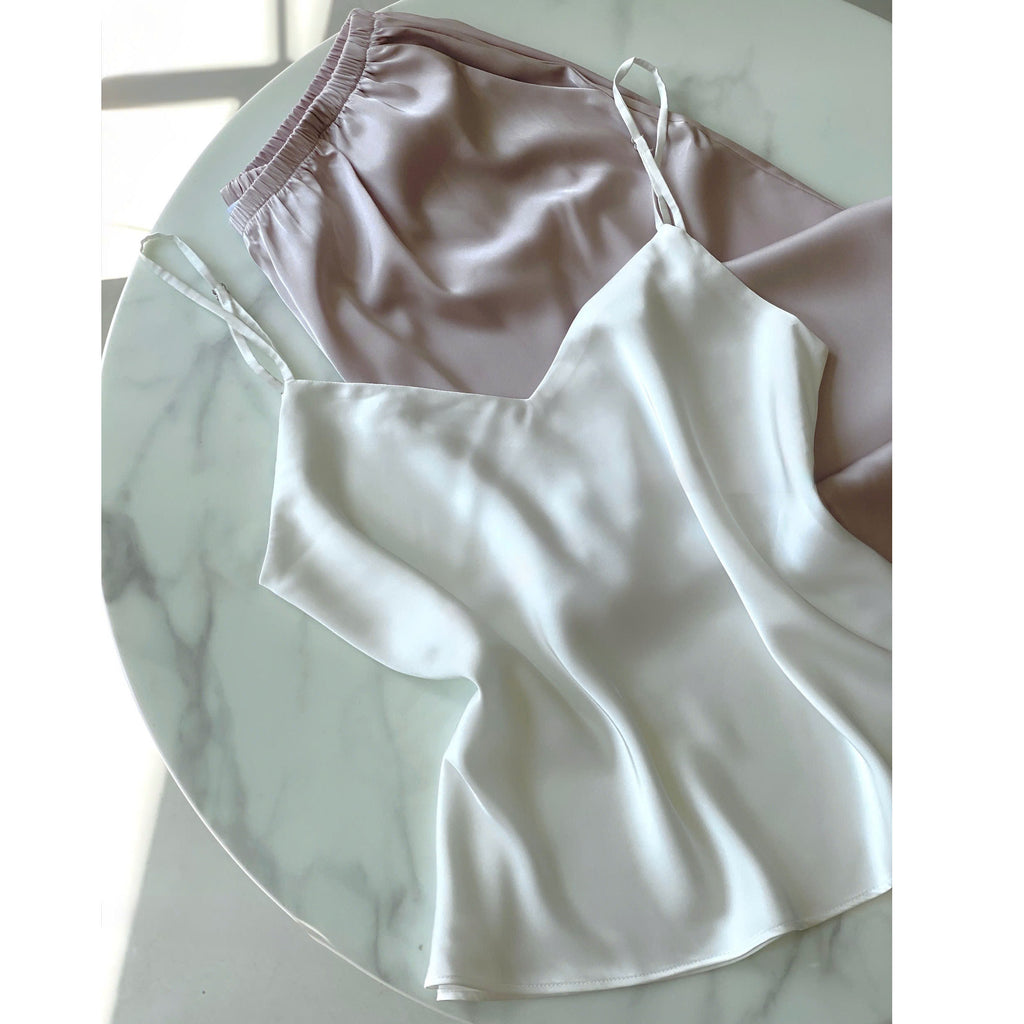 Mauve Set Satin Cami Long Pants For Women, Bridal Sleepwear, Loungewear Pajama Set