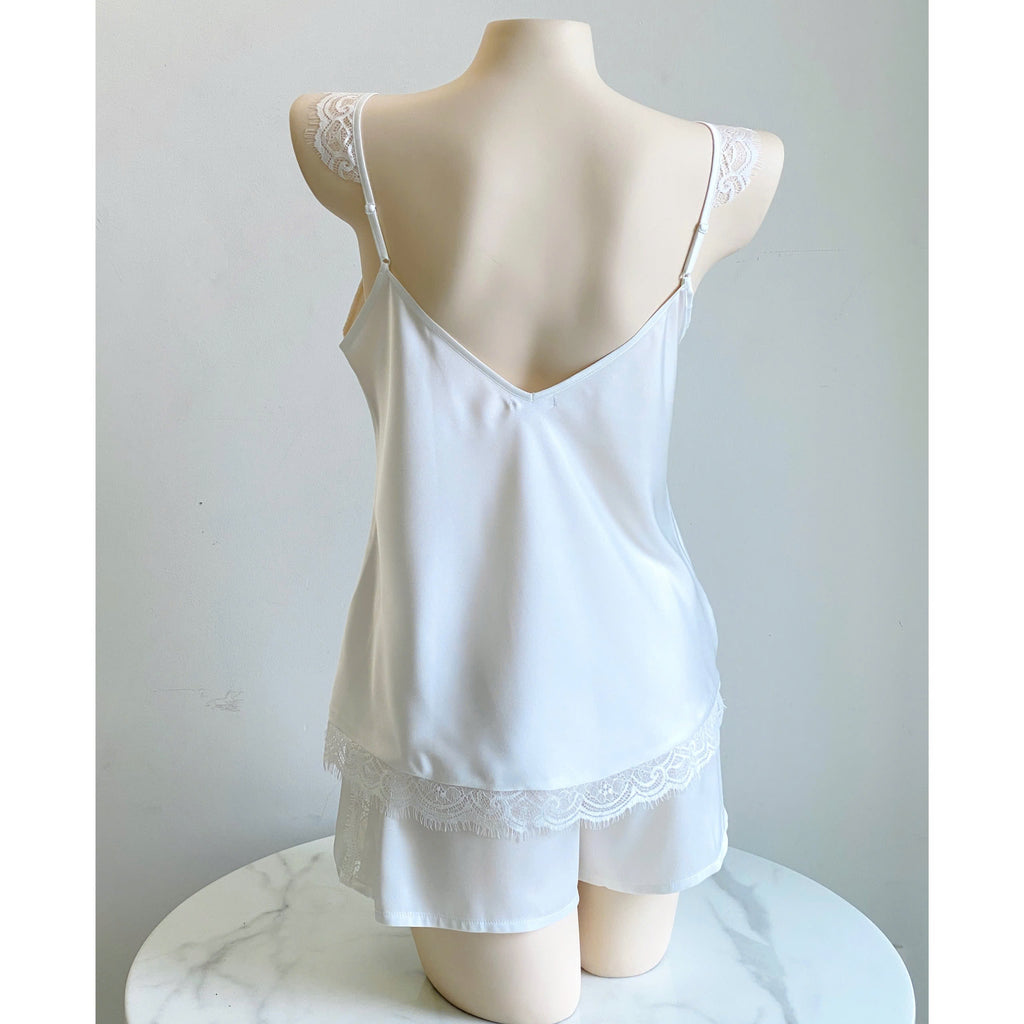 Eira Lace Satin Pajama Set | Cami and Shorts Sleepwear | Silky Sleep set | Bridal Shower Gift