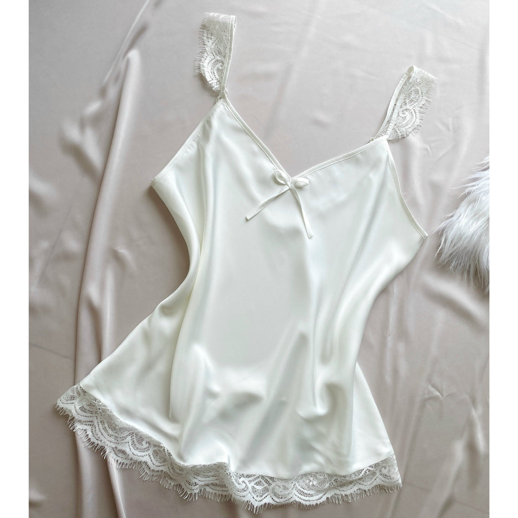 Eira LSet Satin Lace Cami and Long Pants Pajama Set | Silky Sleepwear | Bridal Loungewear | Bridesmaid Gift
