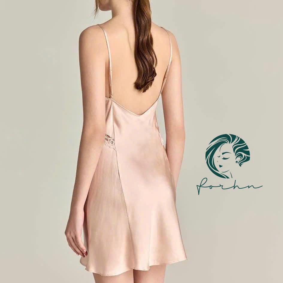 Vela Romantic Lace Trim Sleep Dress | Satin Nightgown | Sexiness Sleepwear| Bride Nightgown