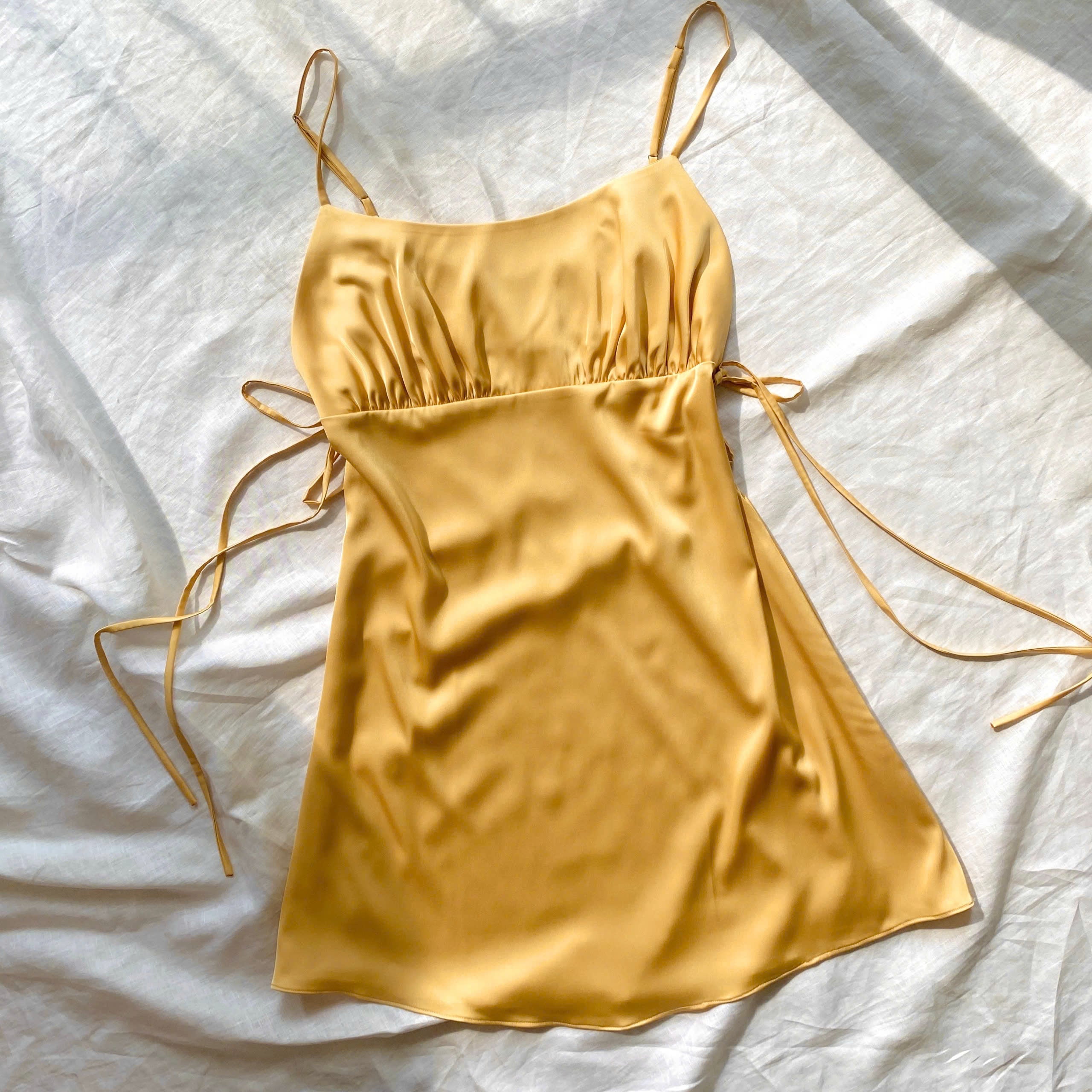 Lily Satin Slip Dress with Side Tie, Cami Nightgown, Bridesmaid Gift
