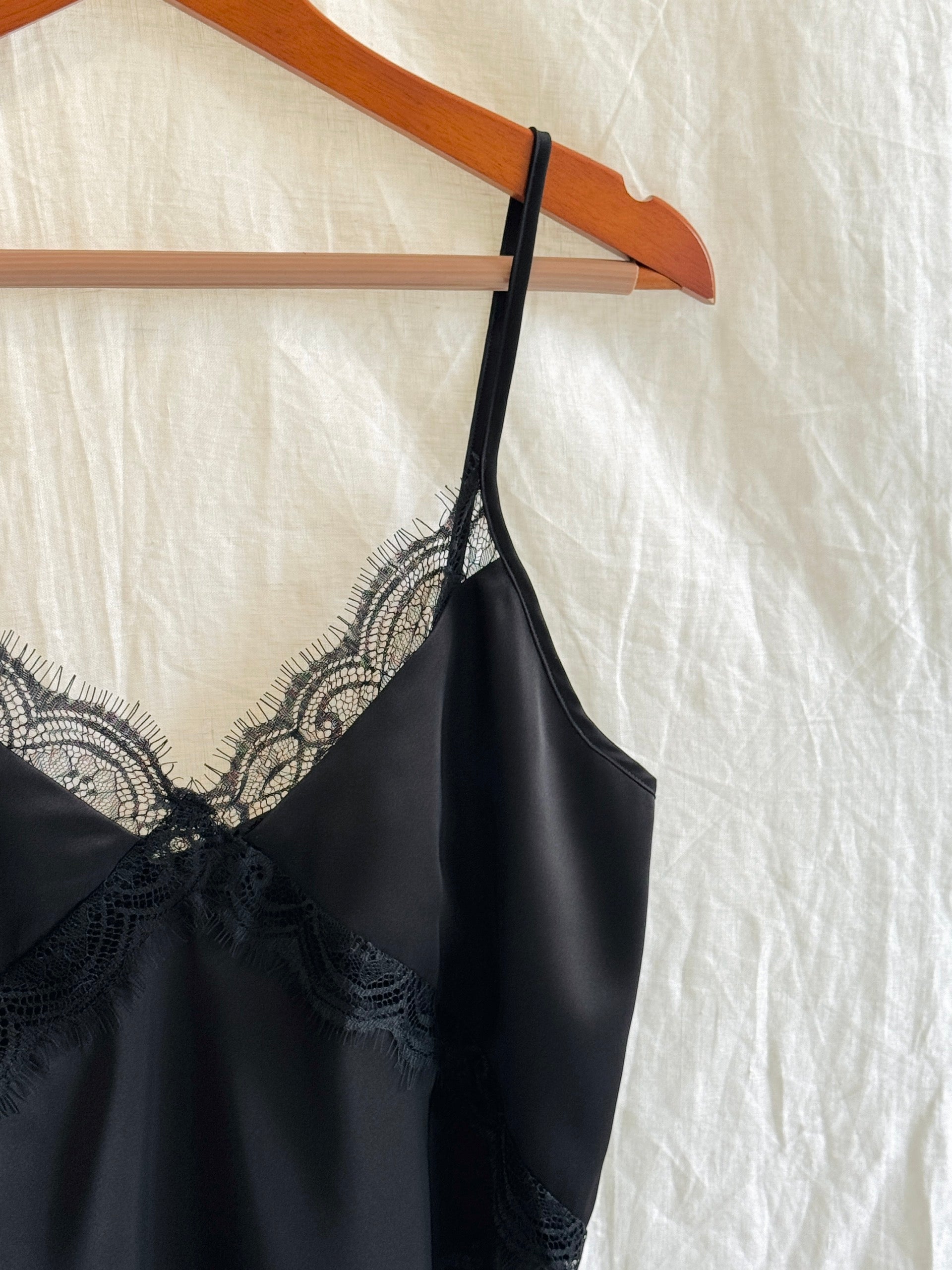 Satin Lace Slip Dress, Feminine Nightgown, Romantic Sleepwear VELA