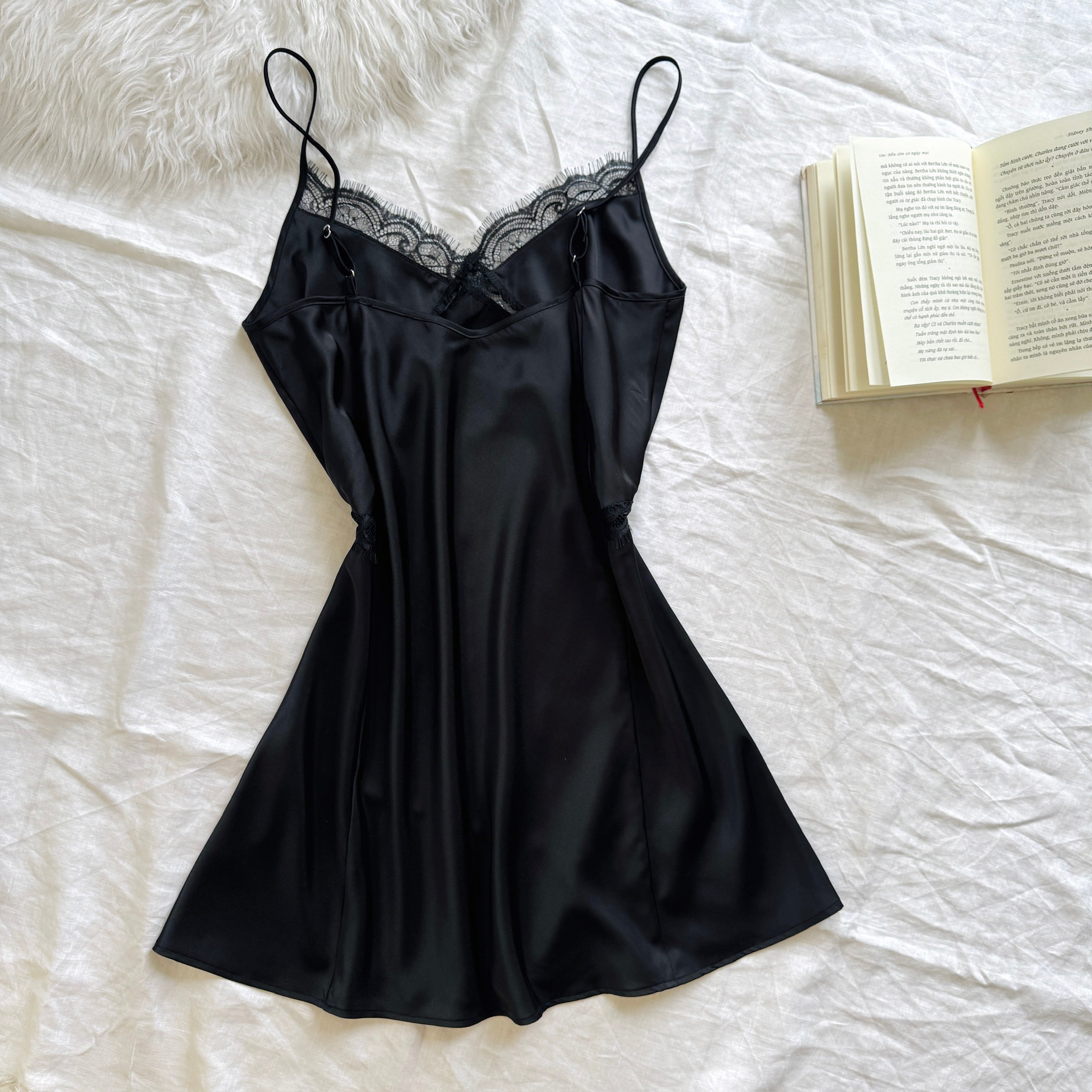 Vela Romantic Lace Trim Sleep Dress | Satin Nightgown | Sexiness Sleepwear| Bride Nightgown