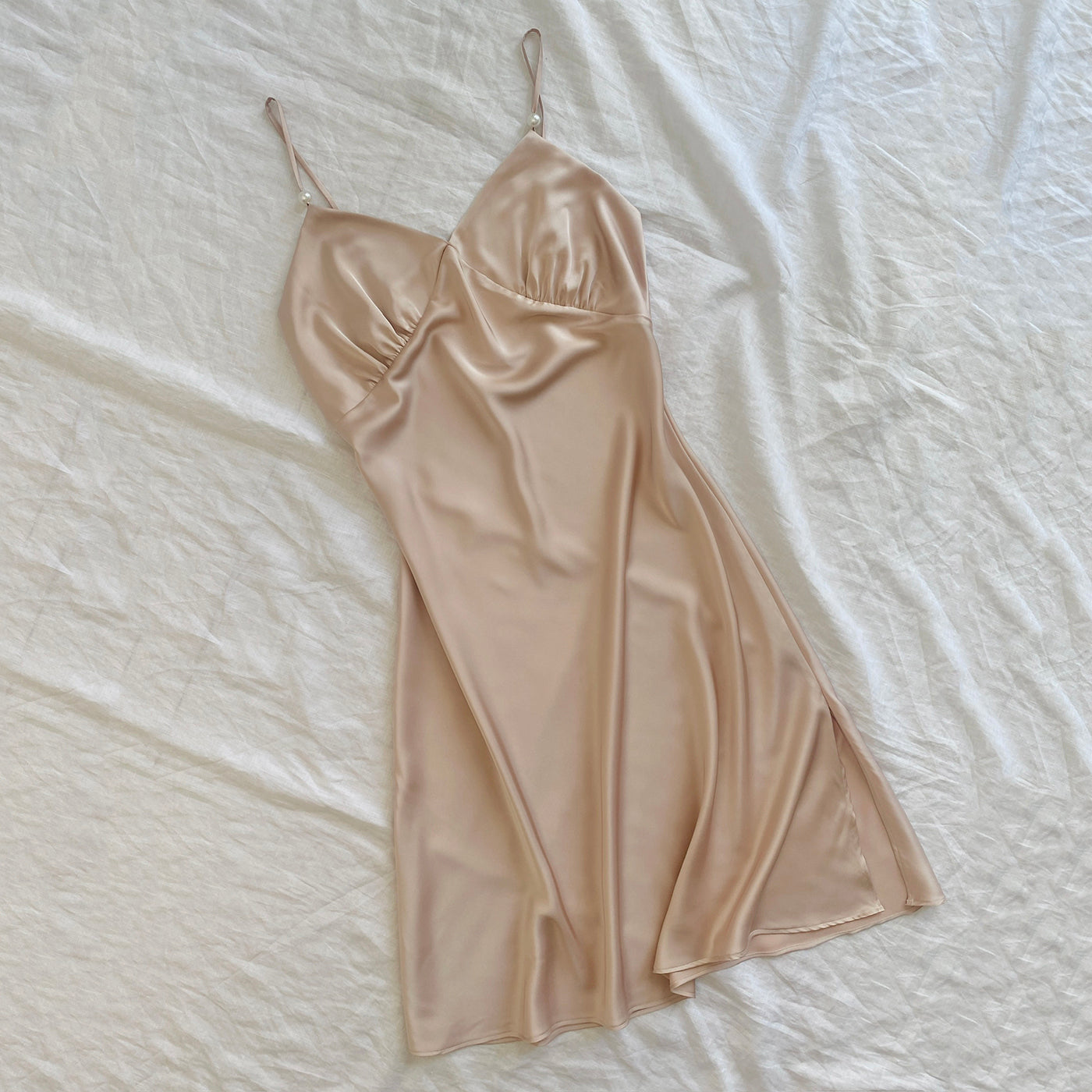 Moonlit Satin Slip Nightgown, Midi Slip Dress for Women