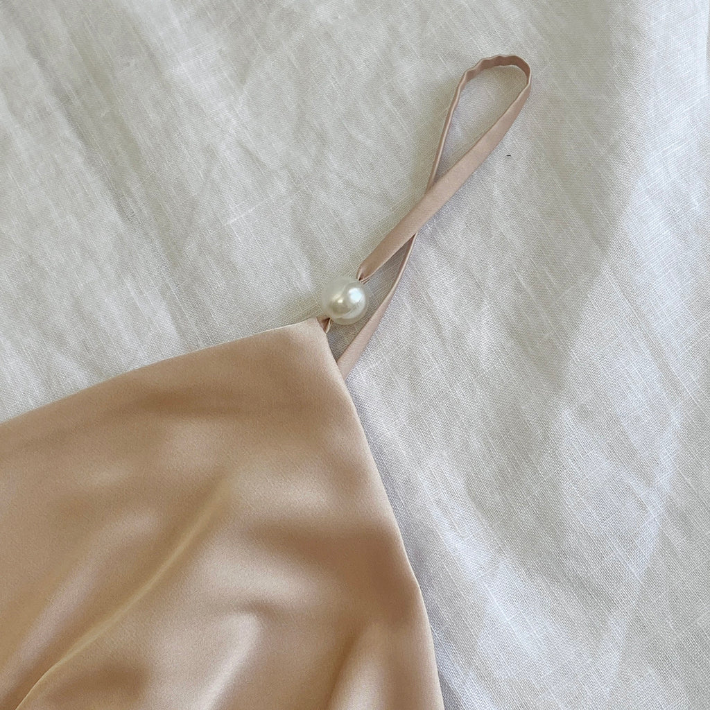Moonlit Satin Slip Nightgown, Midi Slip Dress for Women