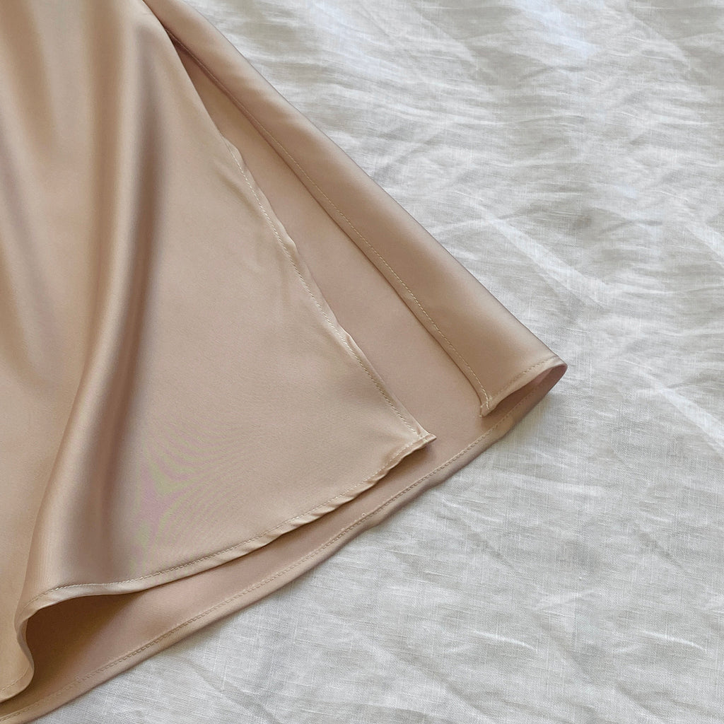 Moonlit Satin Slip Nightgown, Midi Slip Dress for Women