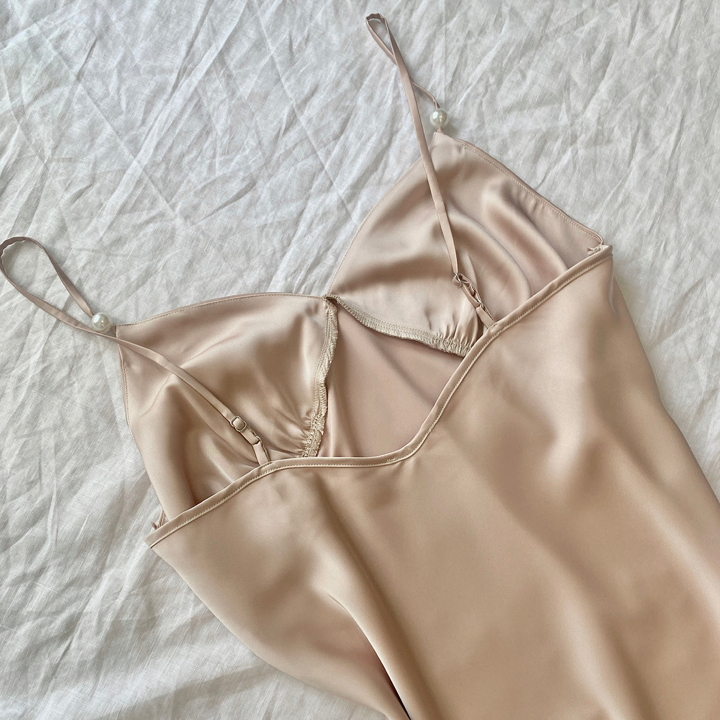 Moonlit Satin Slip Nightgown, Midi Slip Dress for Women