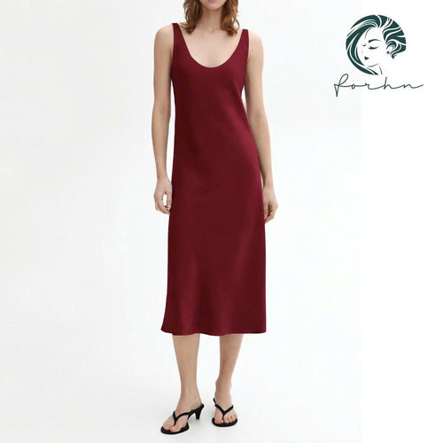 Eudora Midi Slip Dress, Scoop Neck, Bridal Party Dress