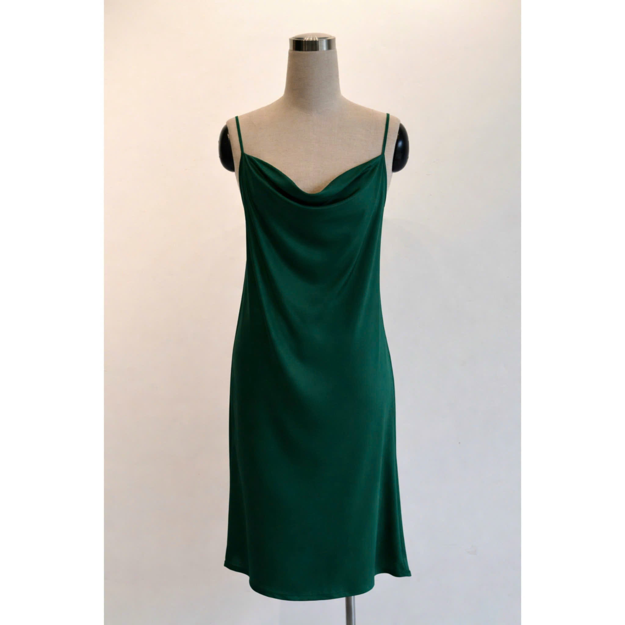 Satin Midi Slip Dress Cowl Neck, Midi Slip Dress for Women, DrDo3