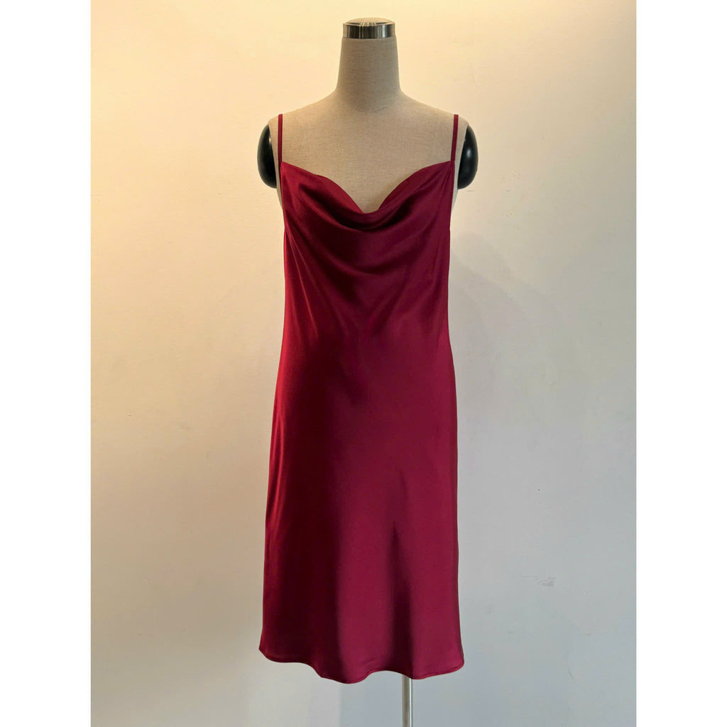 Satin Midi Slip Dress Cowl Neck, Midi Slip Dress for Women, DrDo3