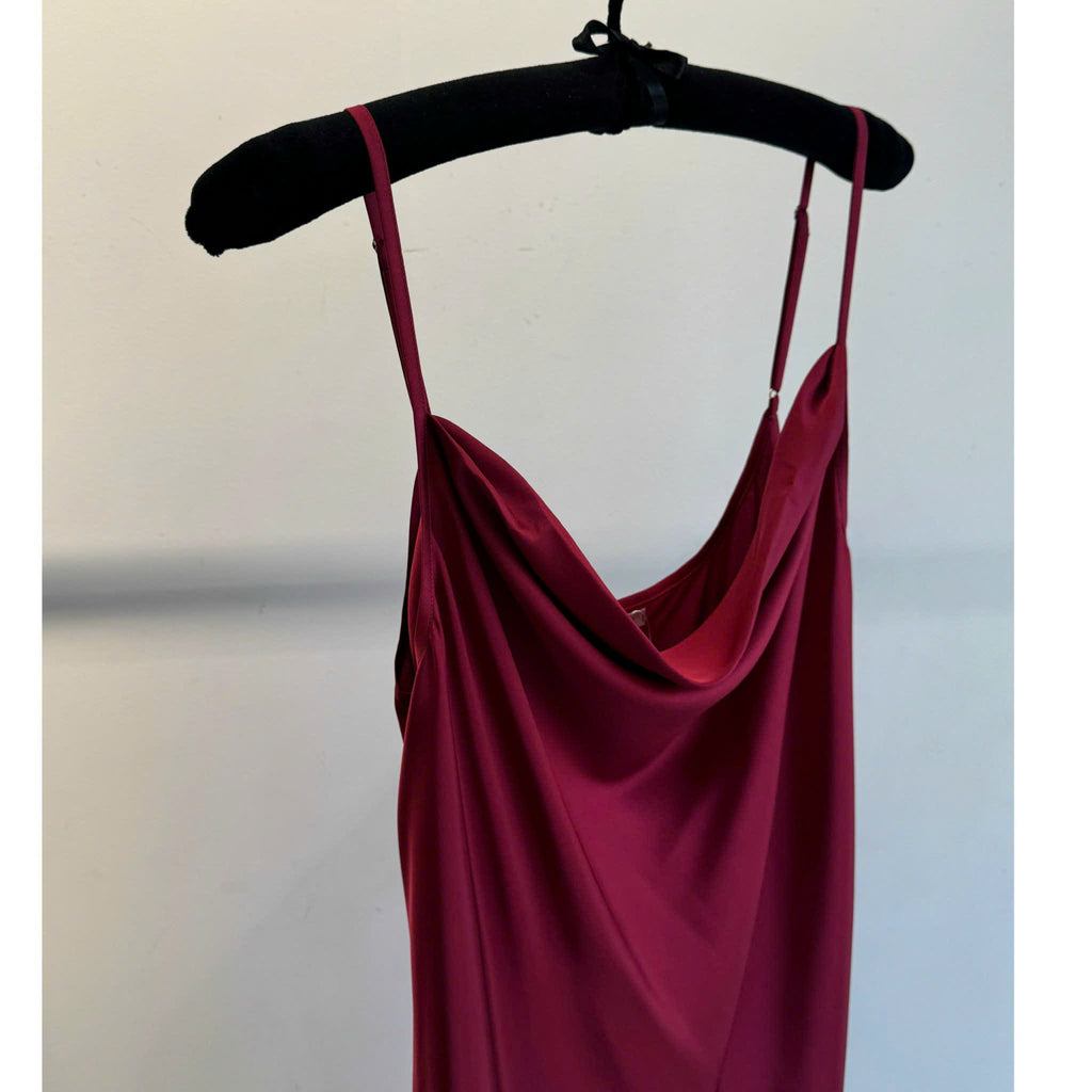 Satin Midi Slip Dress Cowl Neck, Midi Slip Dress for Women, DrDo3