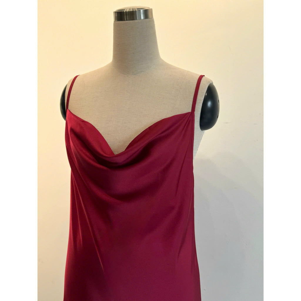 Satin Midi Slip Dress Cowl Neck, Midi Slip Dress for Women, DrDo3