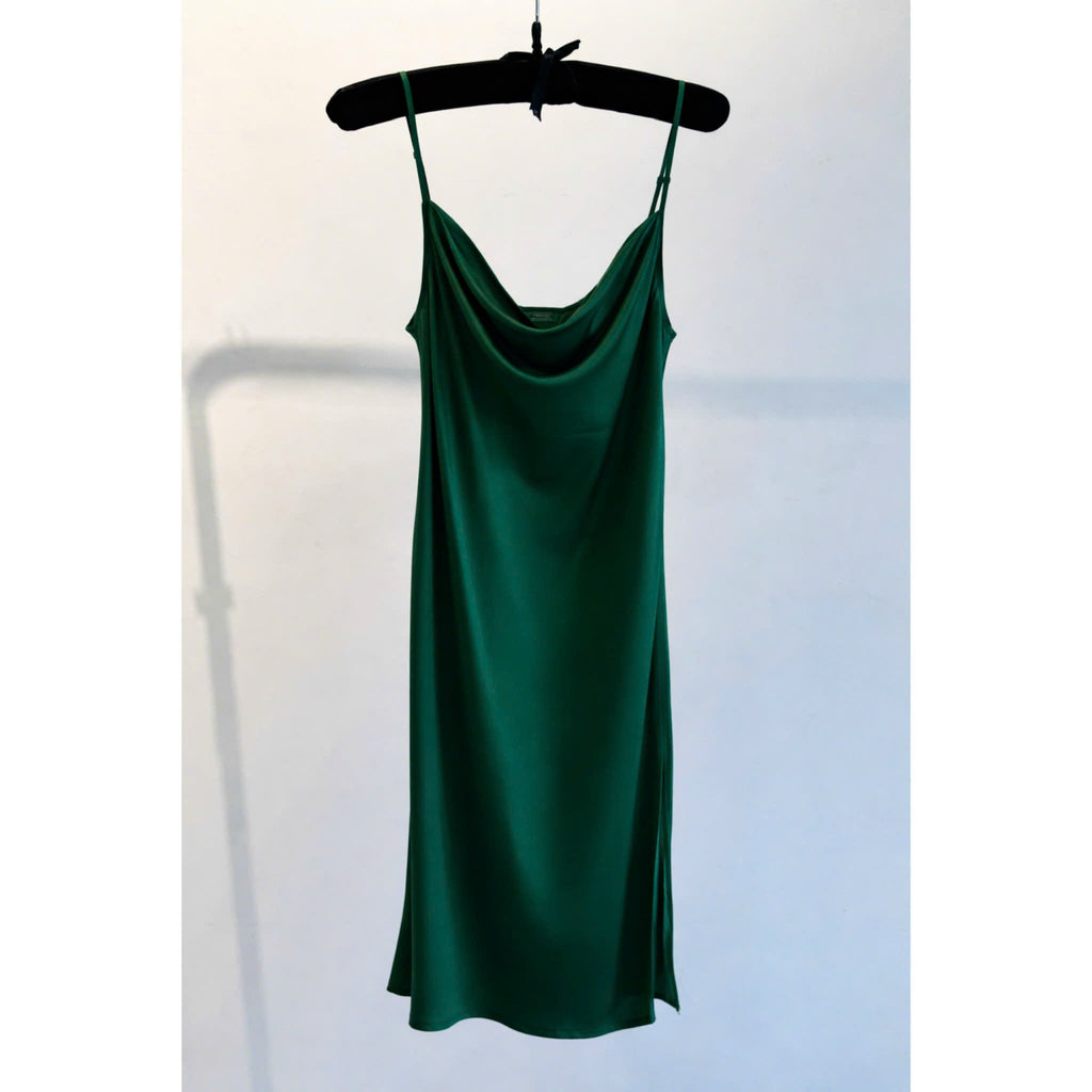 Satin Midi Slip Dress Cowl Neck, Midi Slip Dress for Women, DrDo3