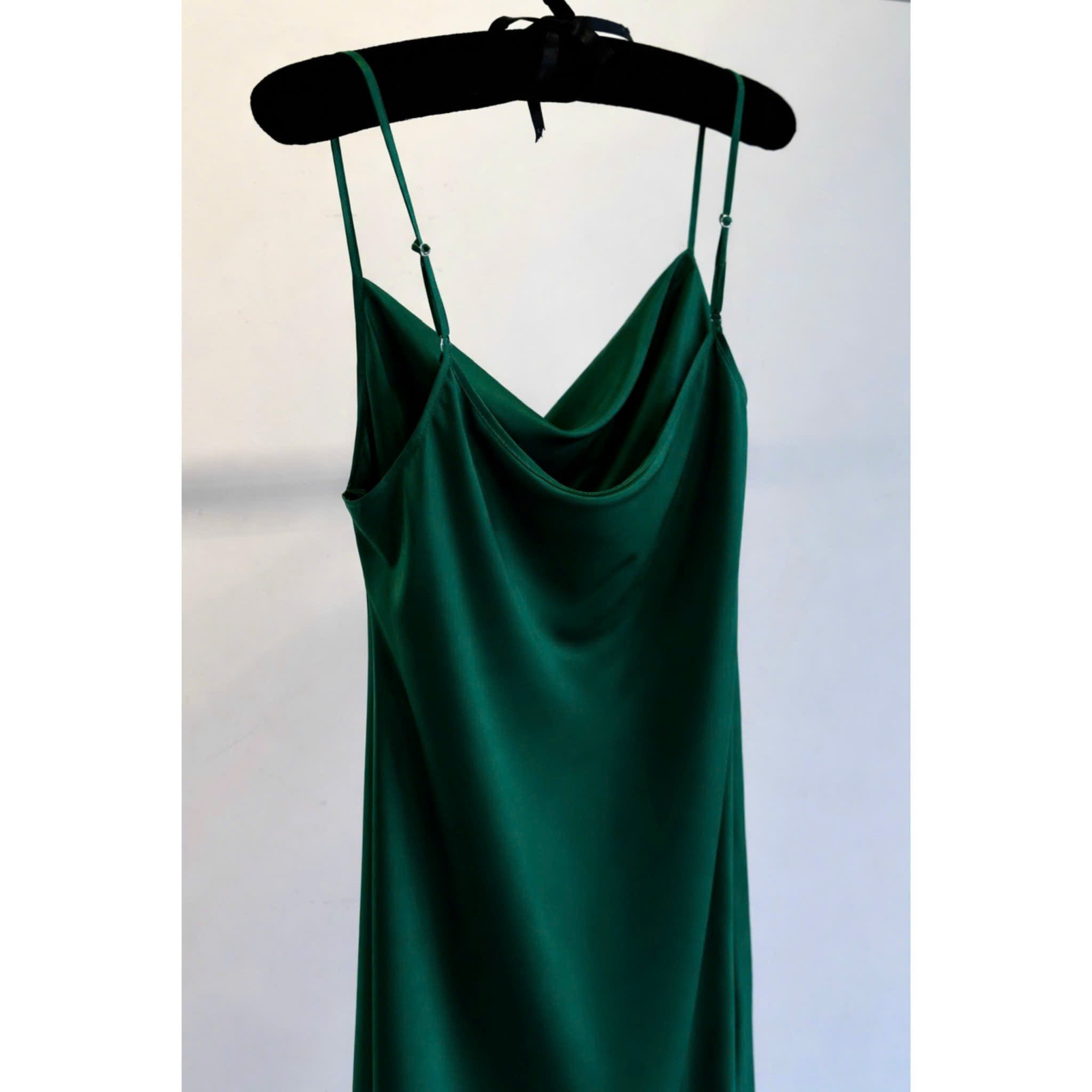 Satin Midi Slip Dress Cowl Neck, Midi Slip Dress for Women, DrDo3